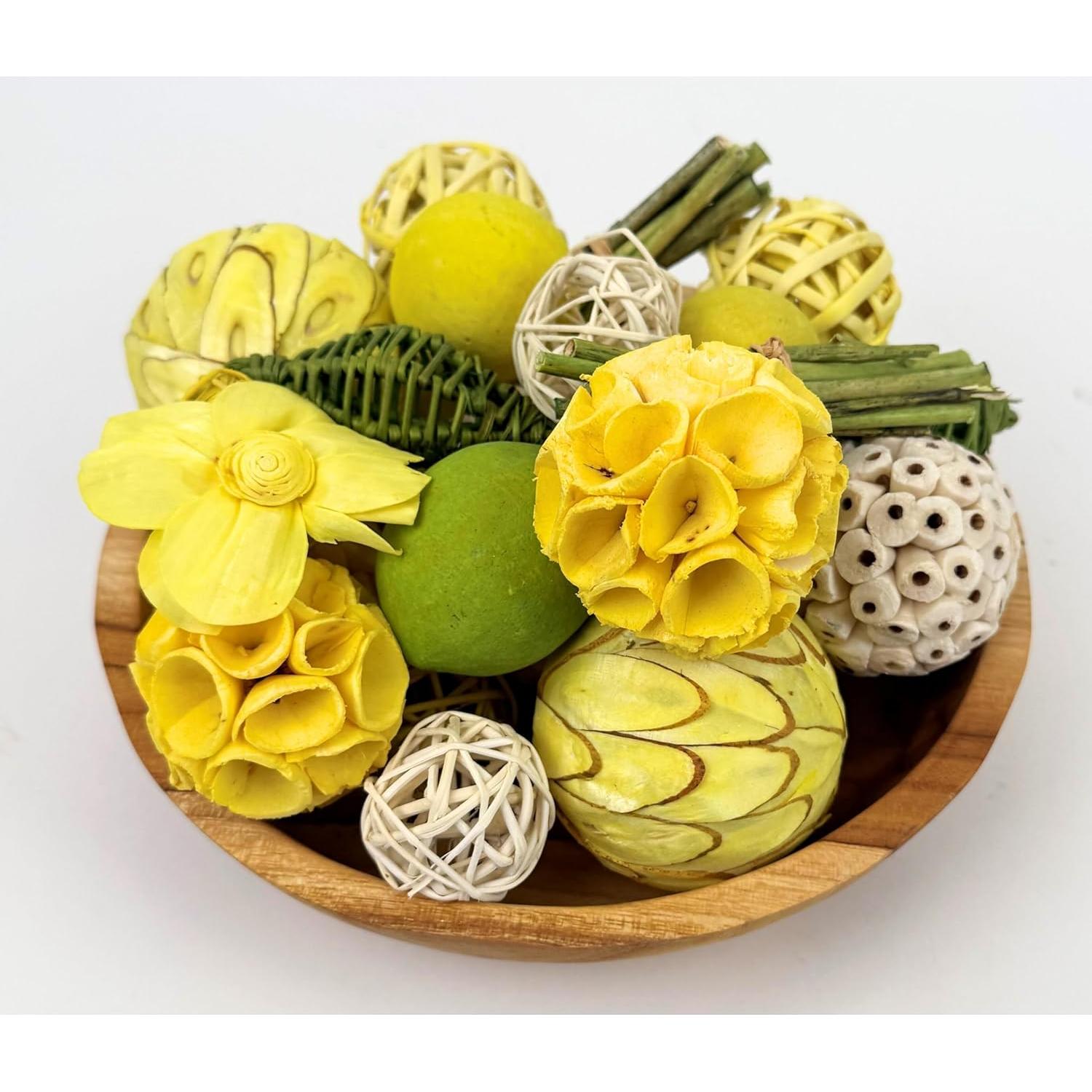 Bolsa de 16 Bolas Decorativas ANDALUCA Relleno Amarillo