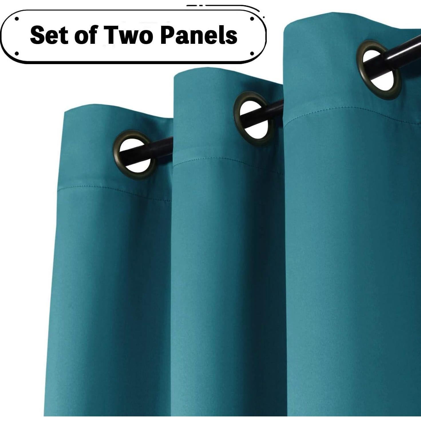 Cortinas Opacas Turquoize Teal 2 Paneles 132x244 cm Aislantes