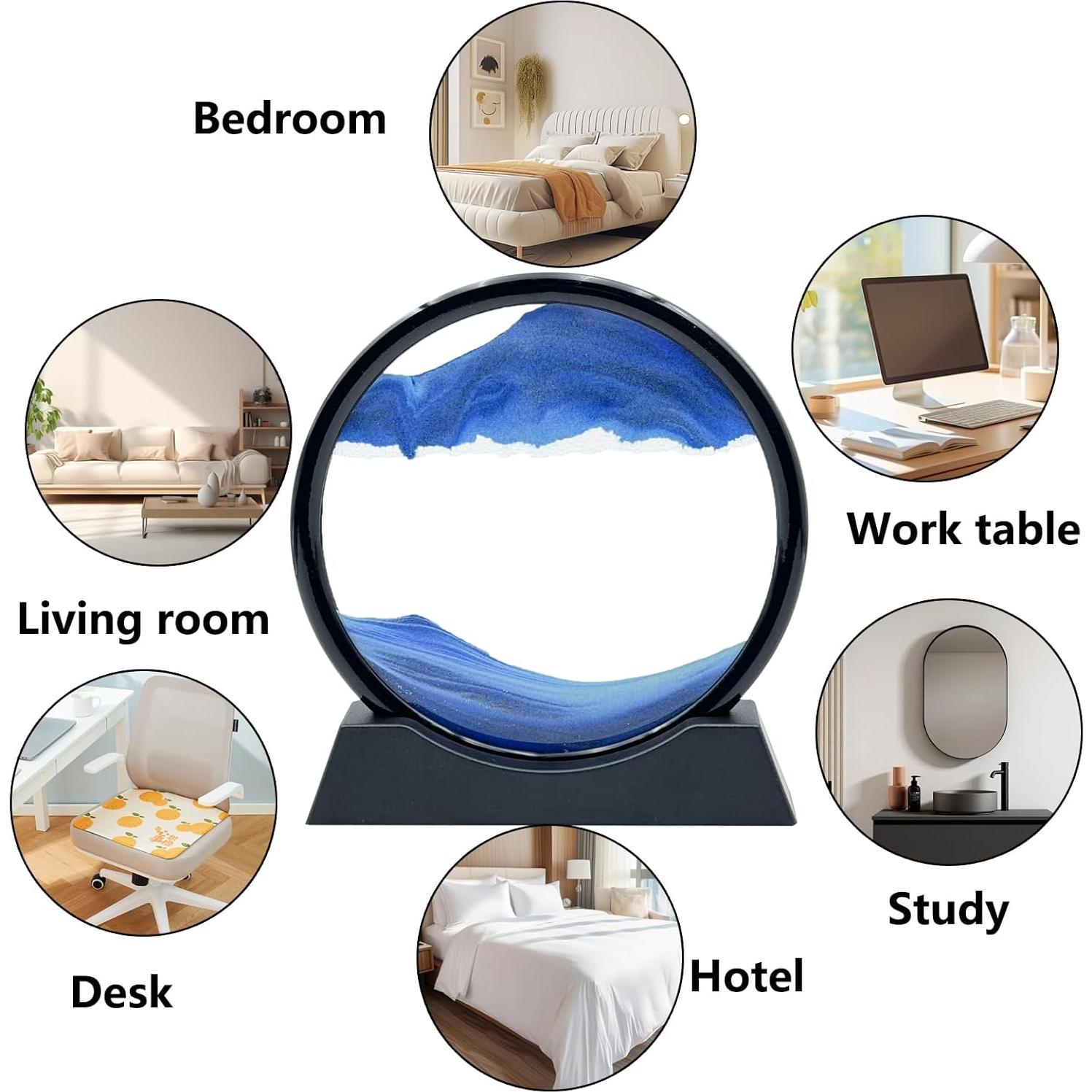 Arte de Arena en Movimiento AzureLeap 18 cm Azul Decoración