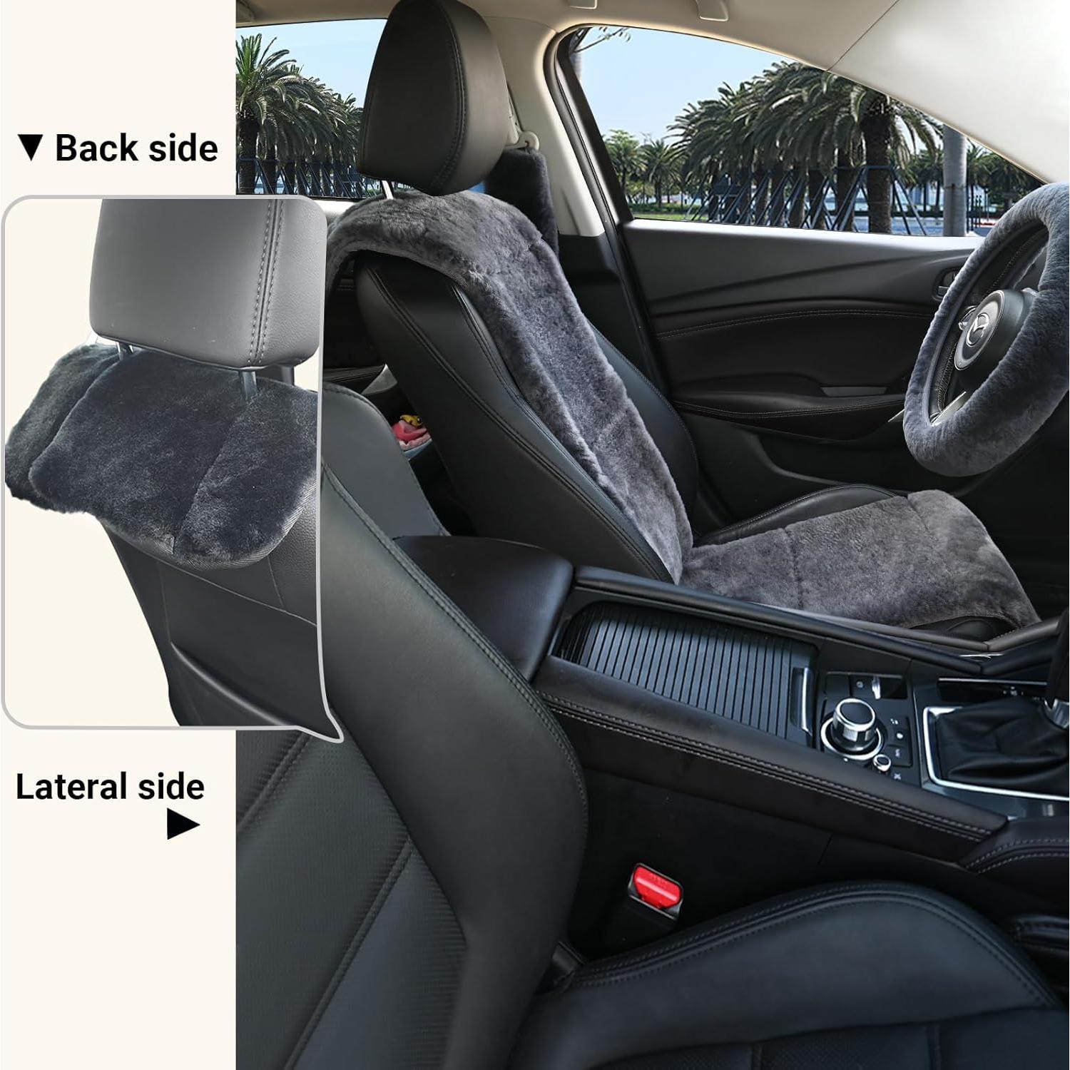 Cubierta de Asiento Aegis de Piel de Oveja Merino Carbón