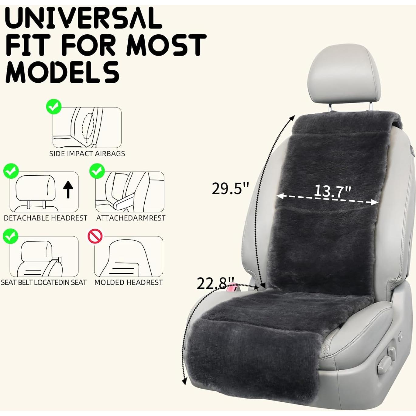 Cubierta de Asiento Aegis de Piel de Oveja Merino Carbón