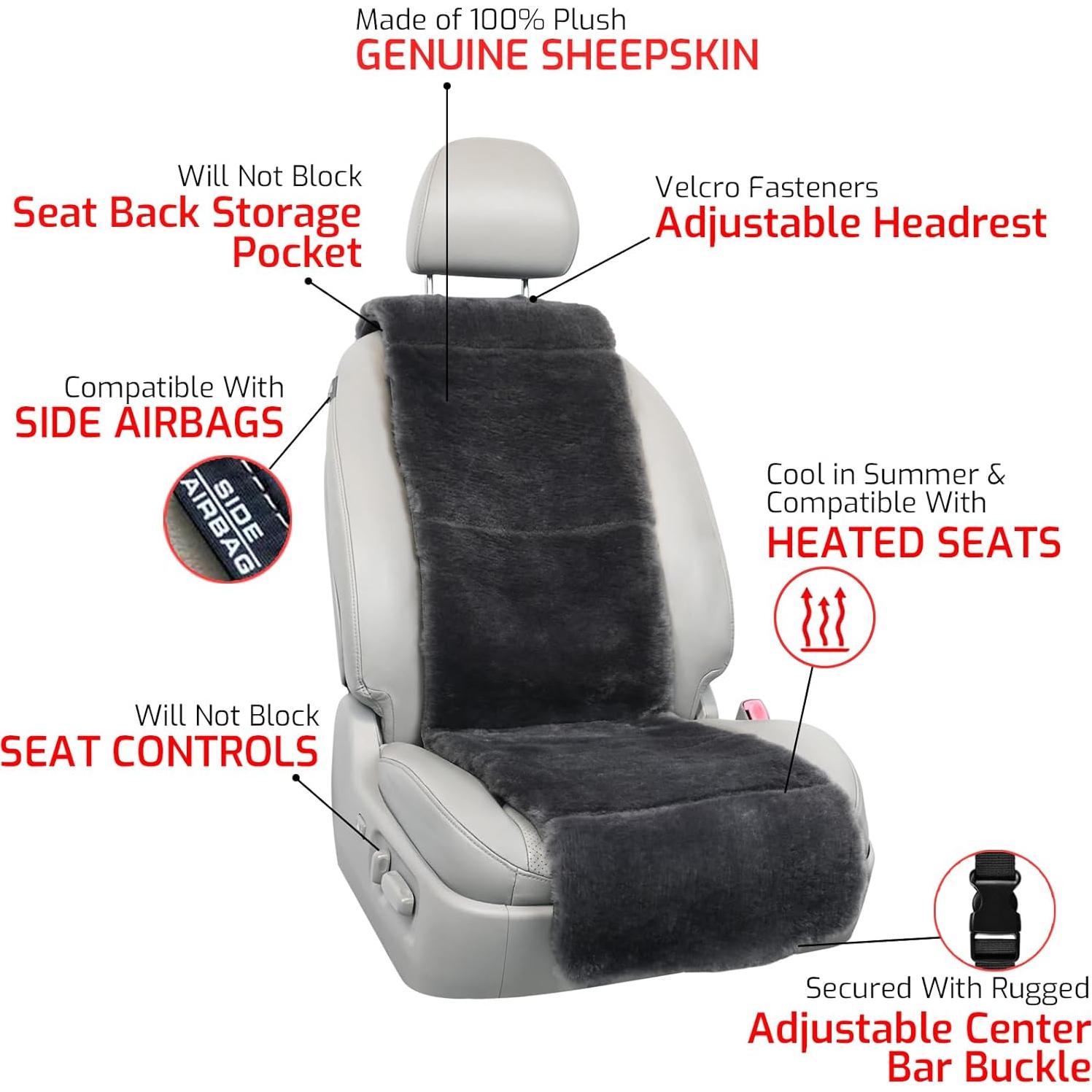 Cubierta de Asiento Aegis de Piel de Oveja Merino Carbón