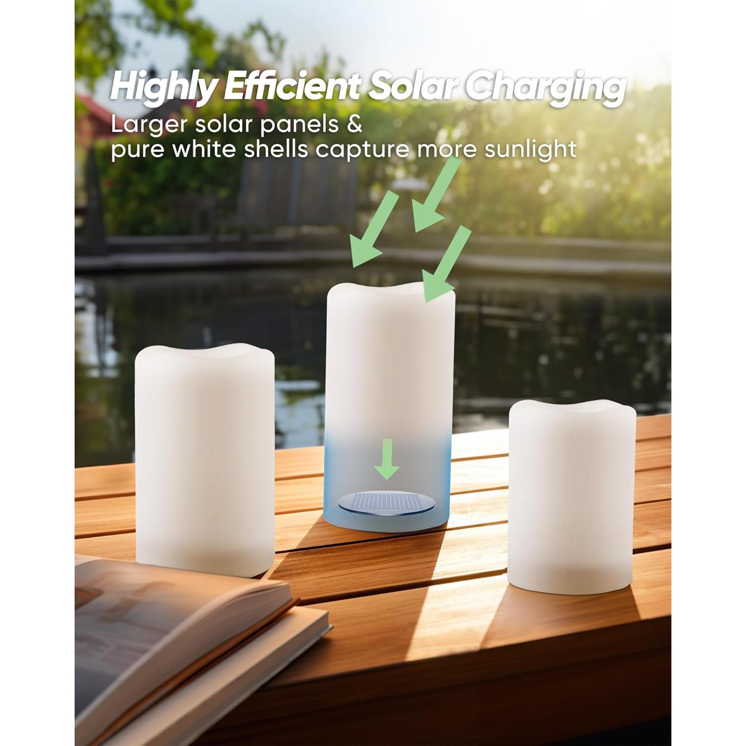 Velas Solares Homemory Impermeables para Exterior - Juego de 2