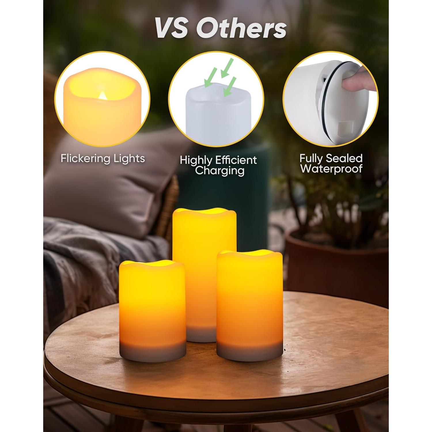 Velas Solares Homemory Impermeables para Exterior - Juego de 2