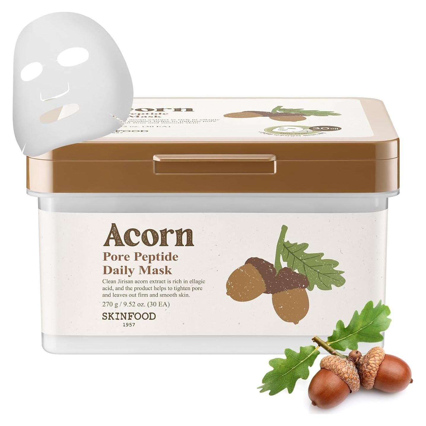 Máscara de Tela Diaria SKINFOOD Acorn Pore 30EA - Apreta Poros