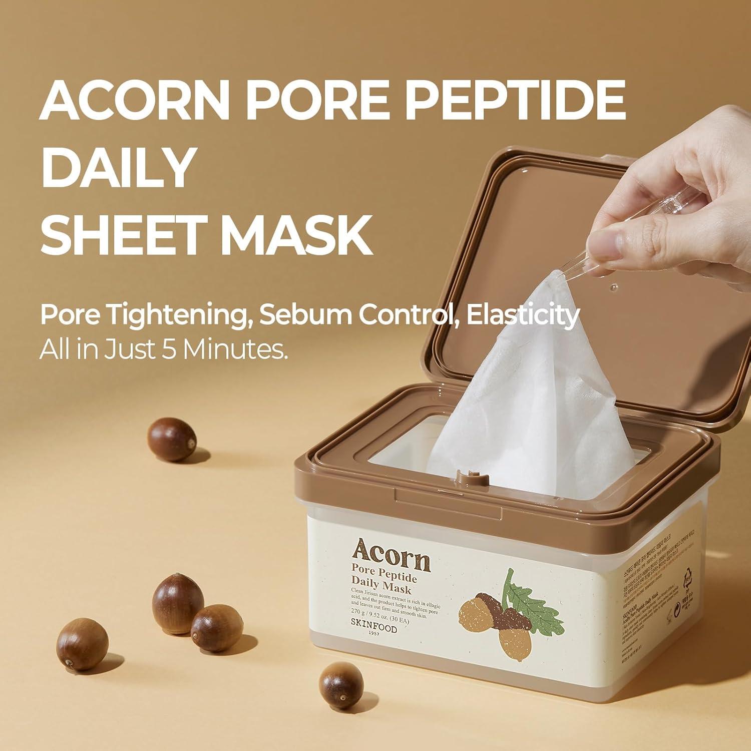 Máscara de Tela Diaria SKINFOOD Acorn Pore 30EA - Apreta Poros