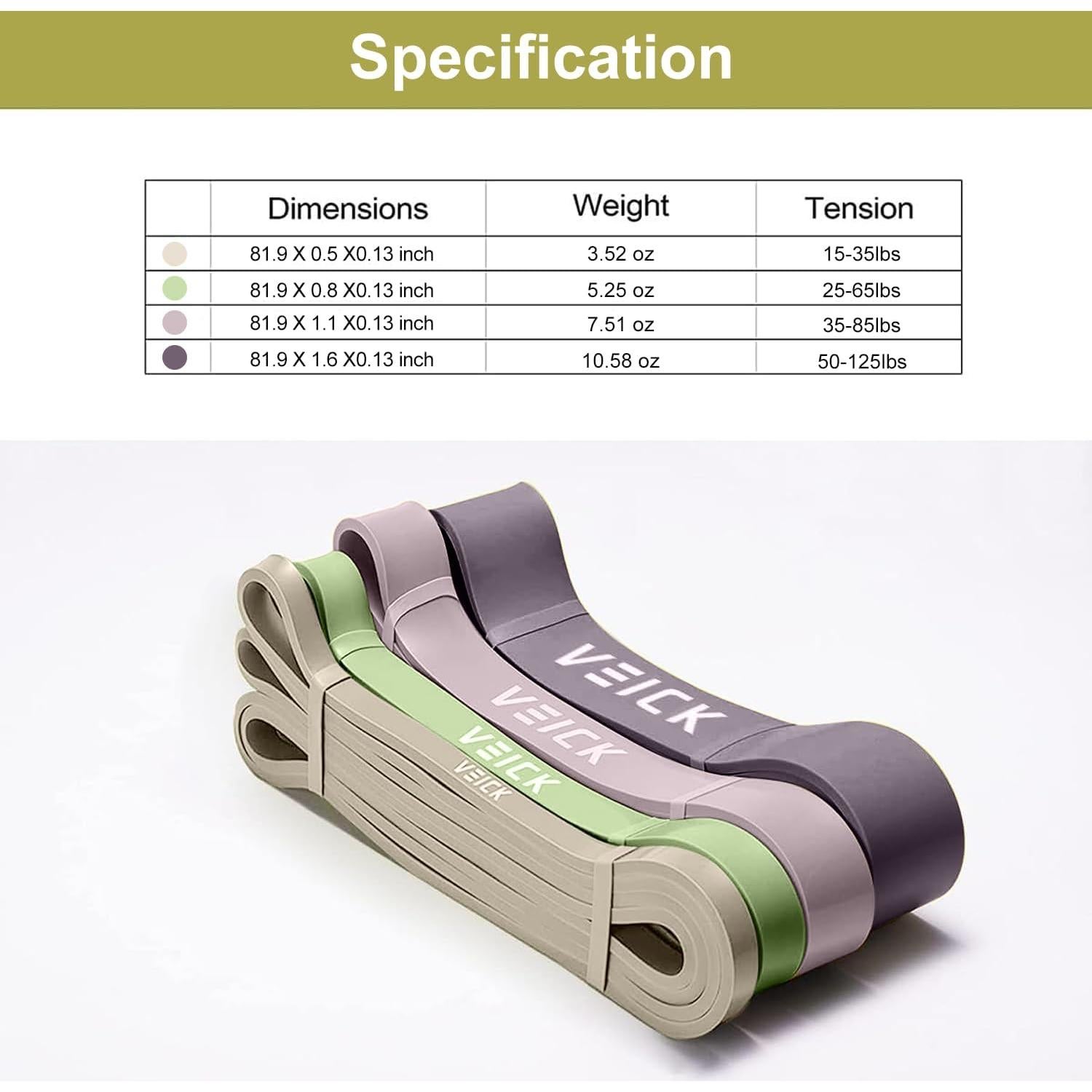 Bandas de Resistencia VEICK HQ4006 - Juego de 4 para Entrenamiento