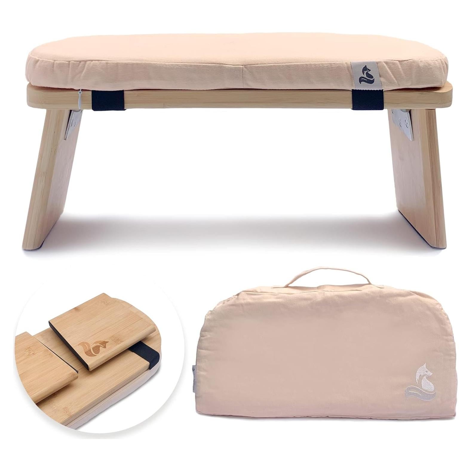 Banco de Meditación metaFox Plegable Bambú Durazno Pequeño