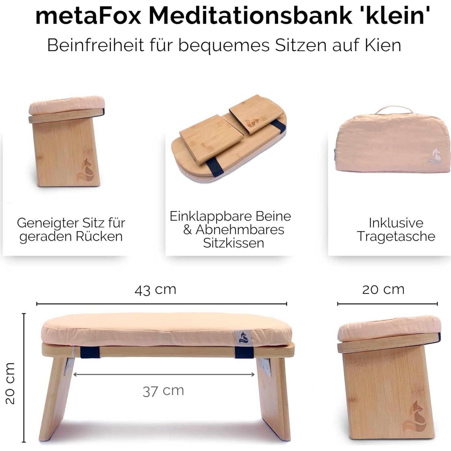 Banco de Meditación metaFox Plegable Bambú Durazno Pequeño