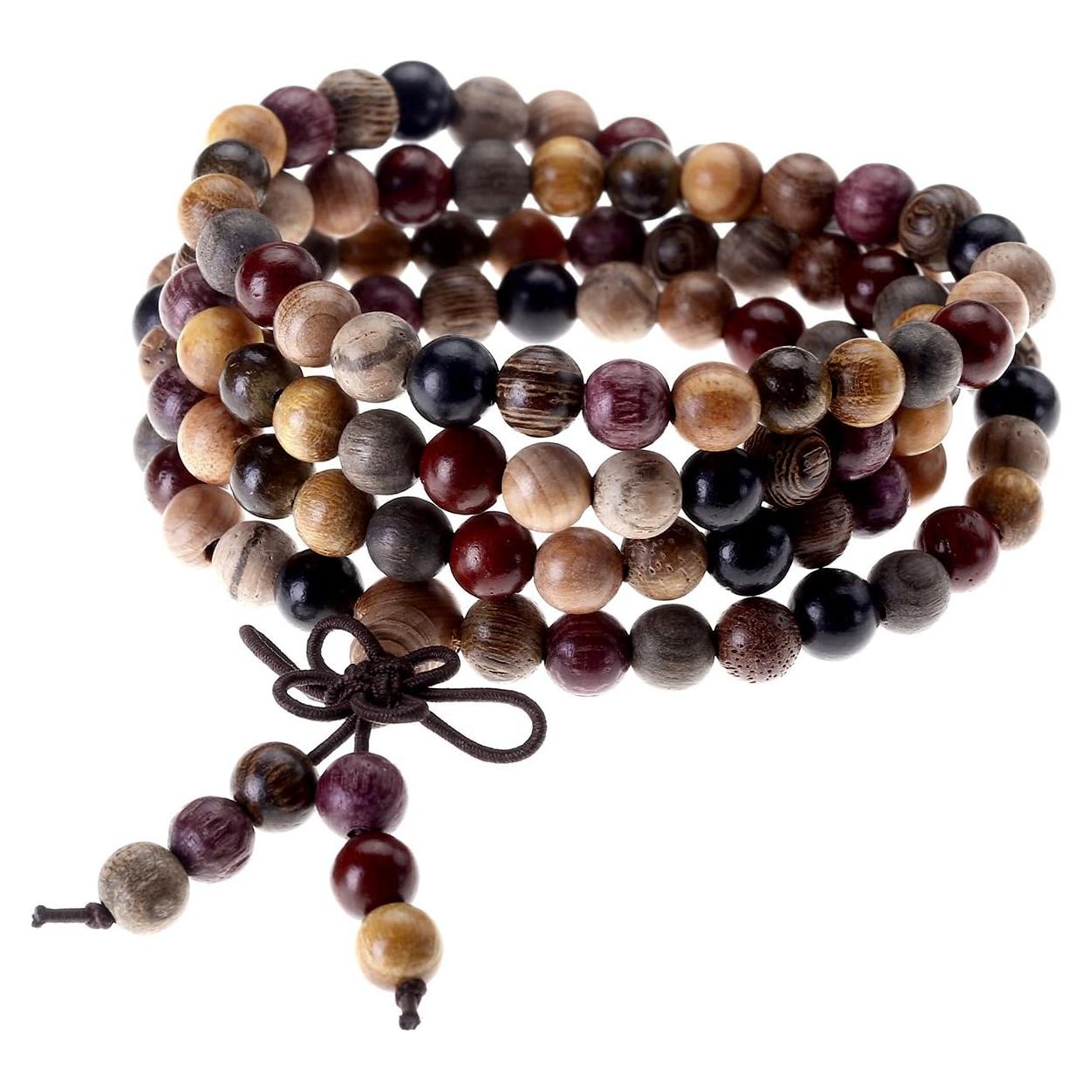 Pulsera Mala Budista Top Plaza 108 Cuentas Madera Natural