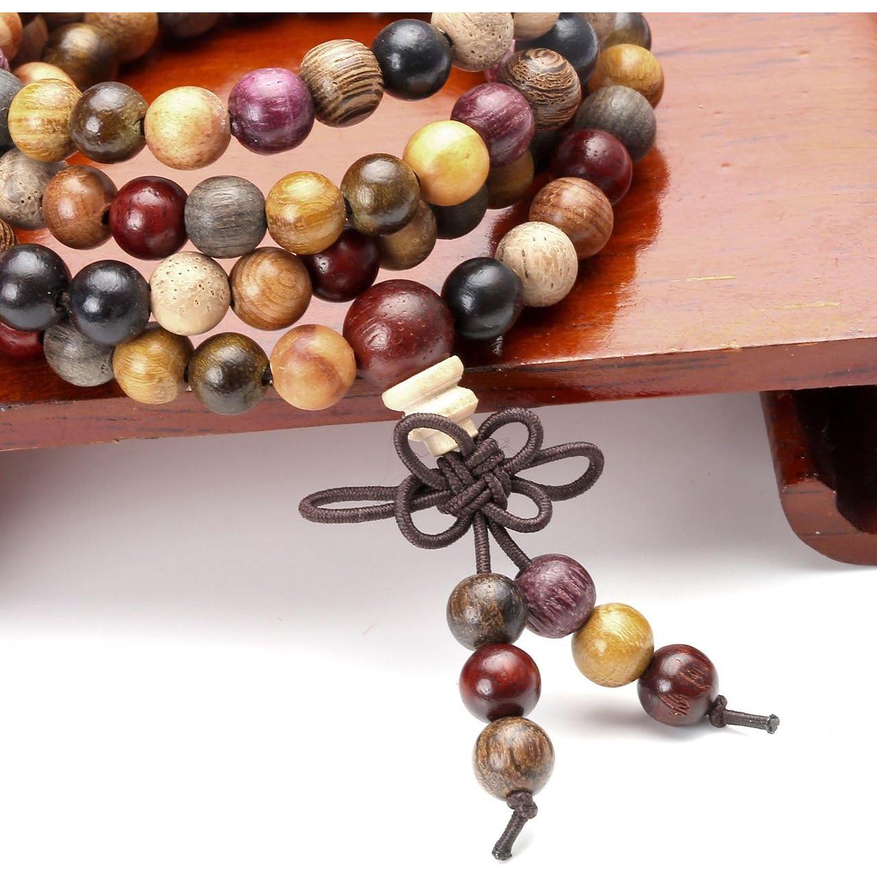 Pulsera Mala Budista Top Plaza 108 Cuentas Madera Natural