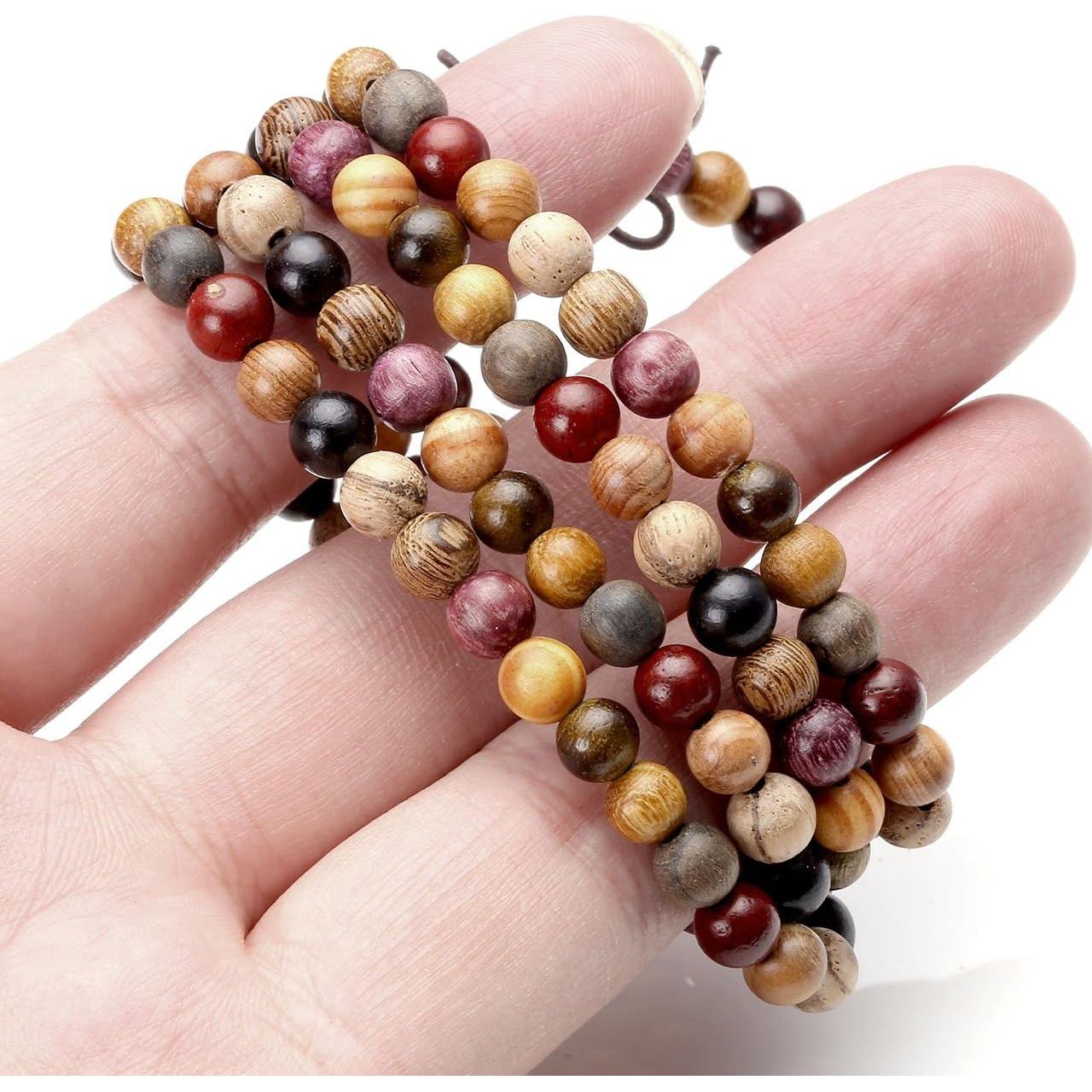 Pulsera Mala Budista Top Plaza 108 Cuentas Madera Natural