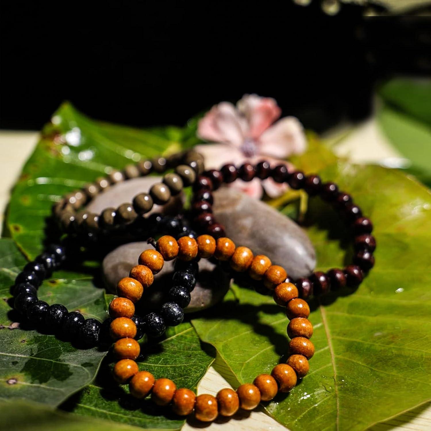 Pulsera de Cuentas de Madera Eigso 4 Piezas 8mm para Meditación