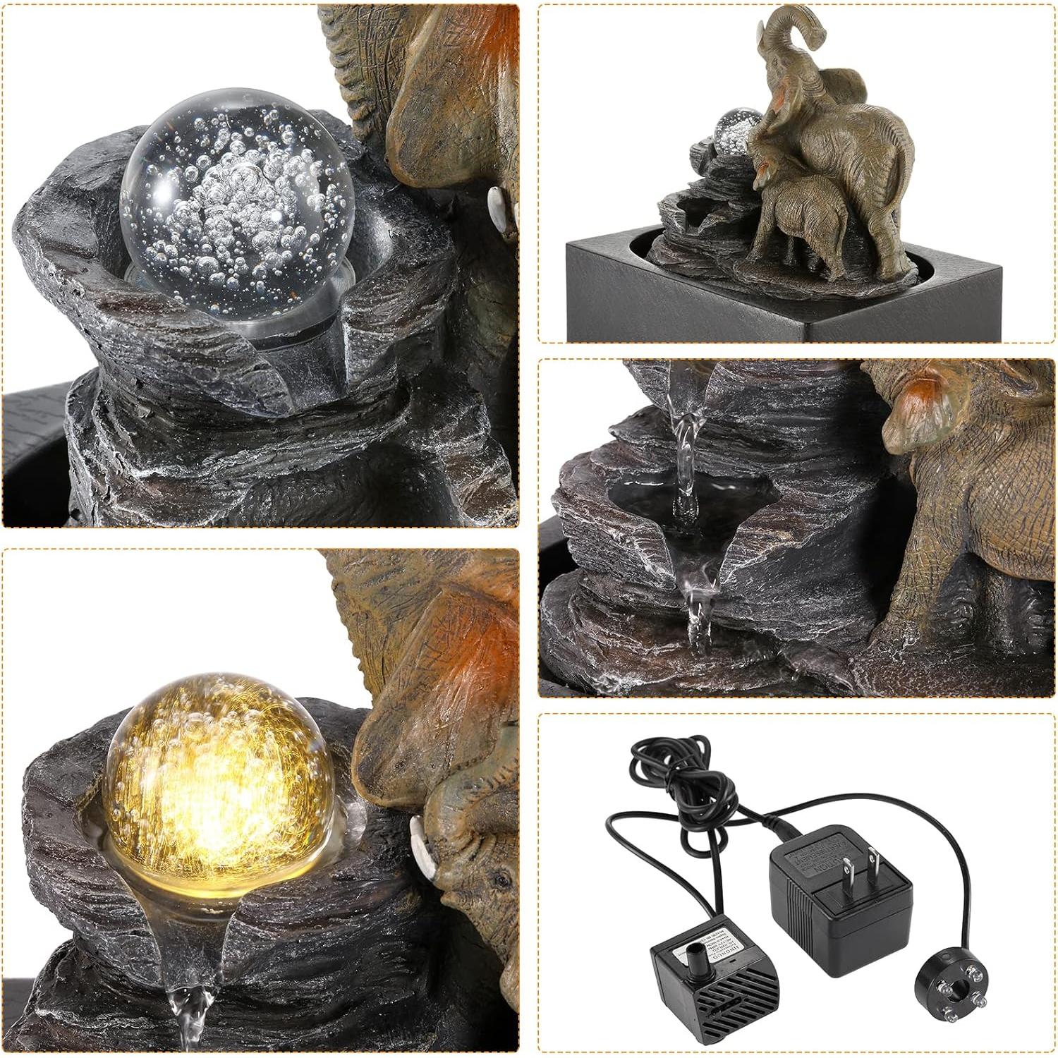 Fuente de Agua Interior WICHEMI Elefante LED 29x22cm