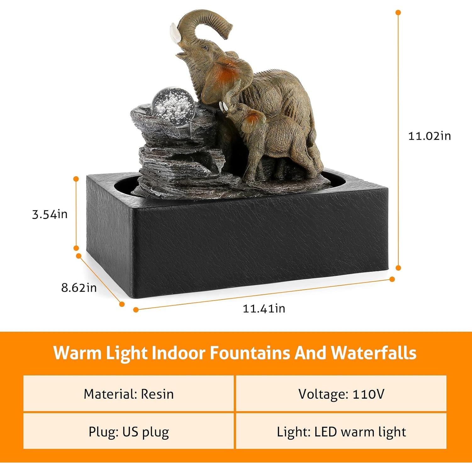 Fuente de Agua Interior WICHEMI Elefante LED 29x22cm