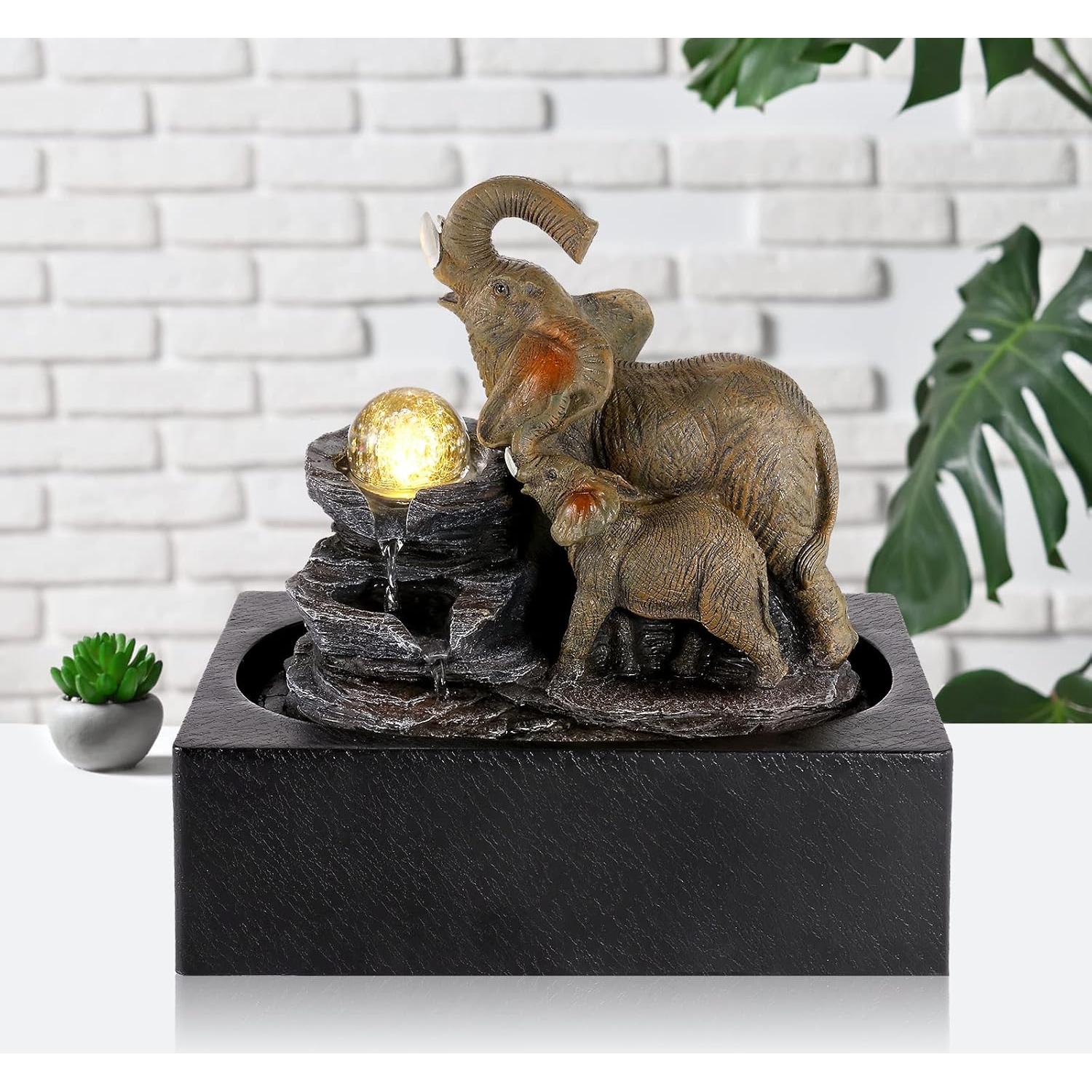 Fuente de Agua Interior WICHEMI Elefante LED 29x22cm