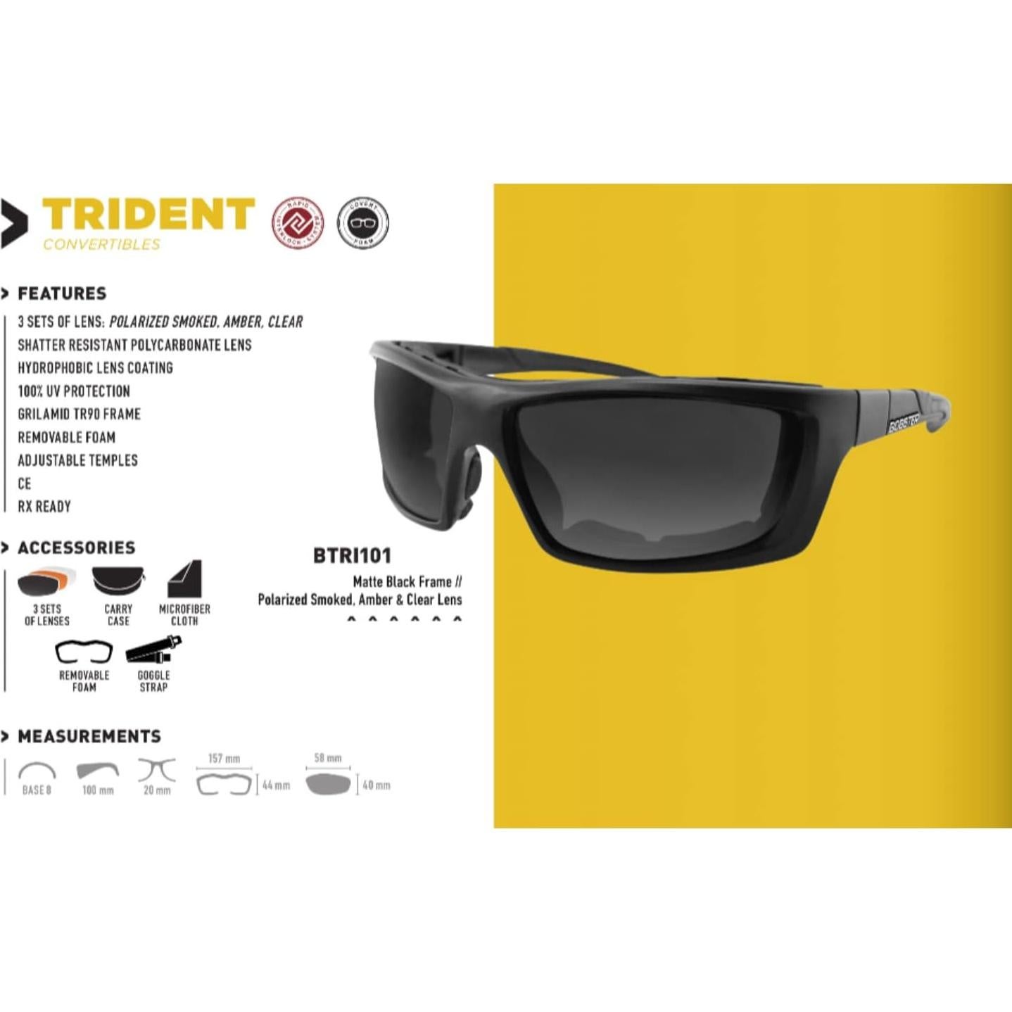 Gafas de Sol Bobster Trident con 3 Lentes Intercambiables