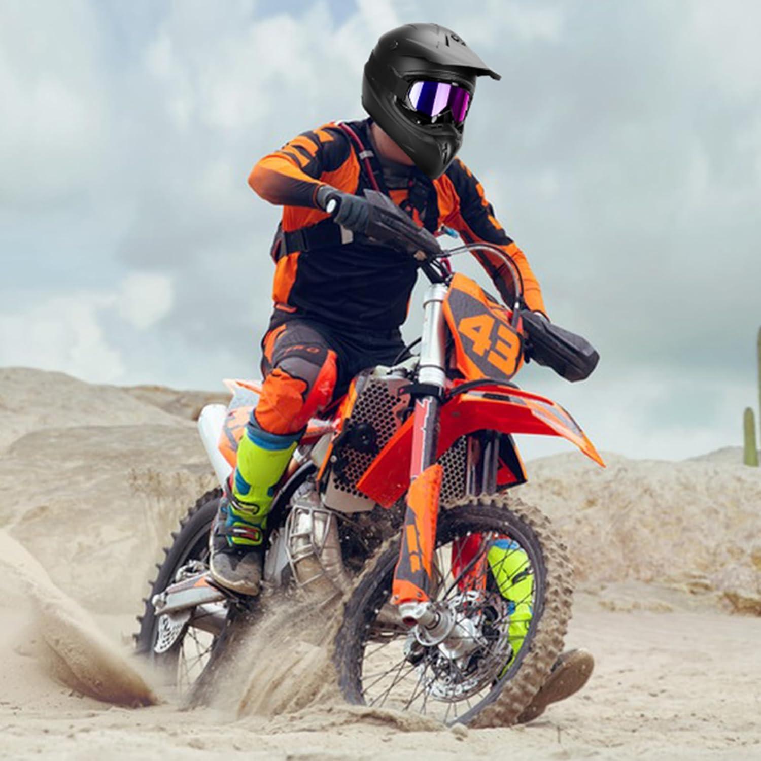 Gafas de Motocross UV 400 Antirayaduras Antivaho Negro