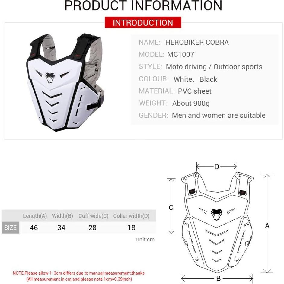 Chaleco Protector de Armadura PETA para Motocicleta Negro