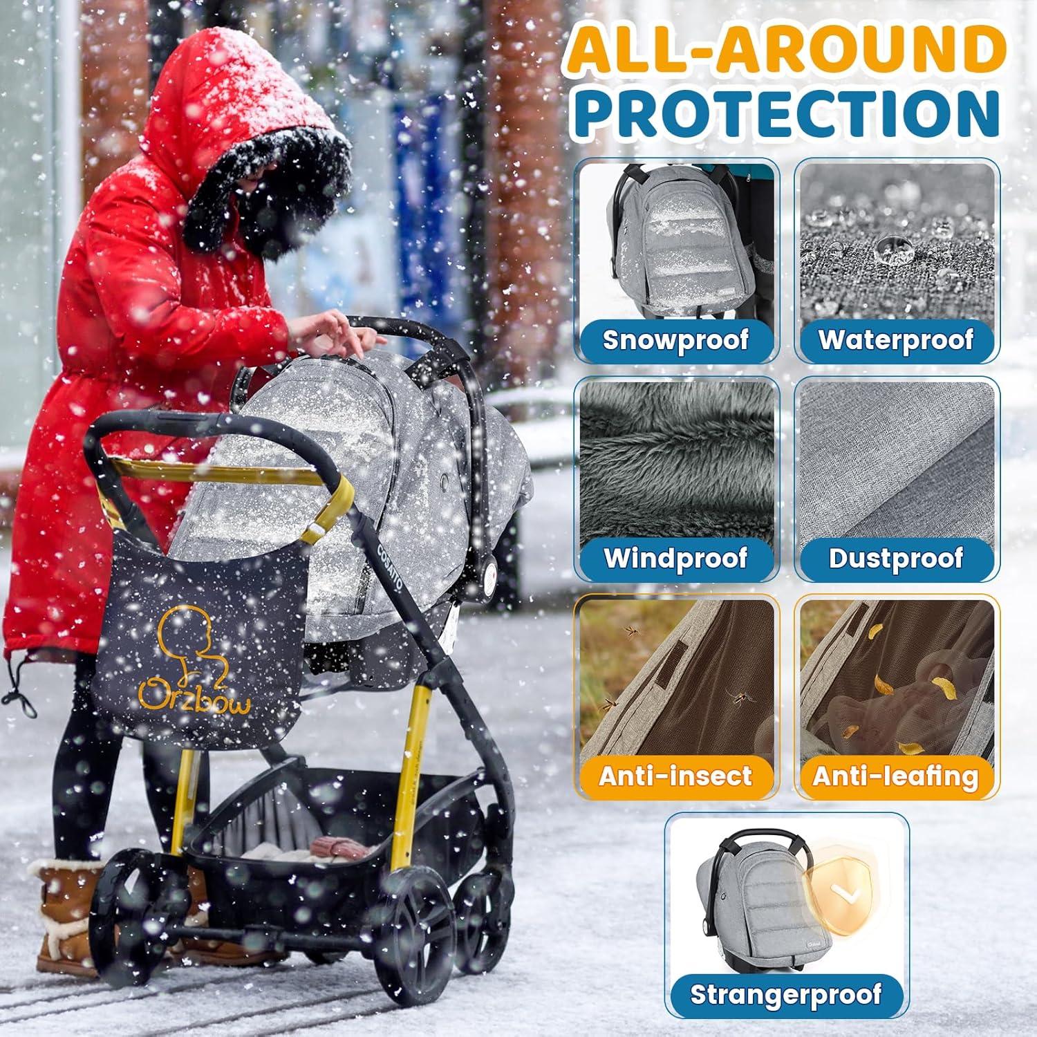 Cubierta de Asiento de Auto Invierno Orzbow para Bebé Gris Claro