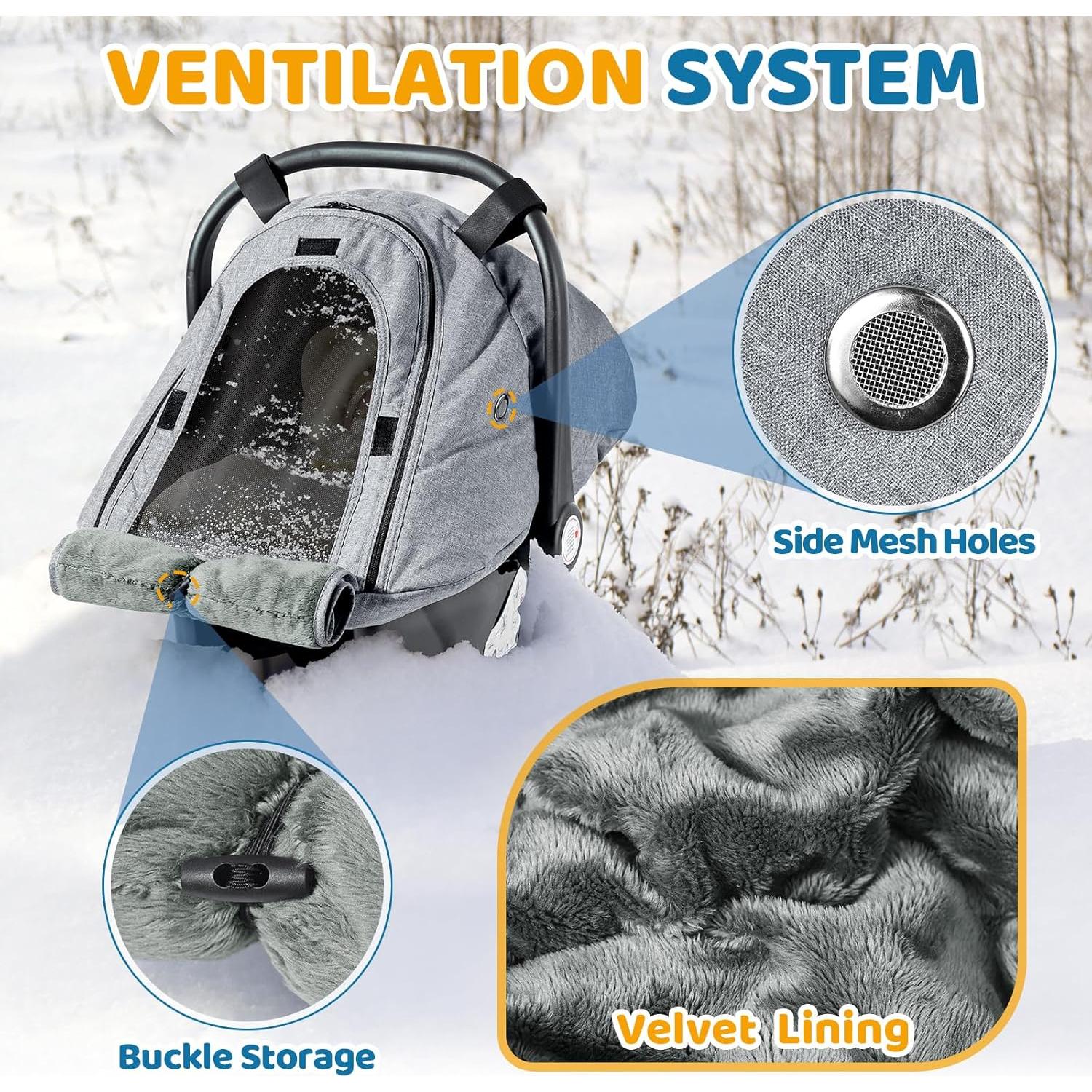 Cubierta de Asiento de Auto Invierno Orzbow para Bebé Gris Claro