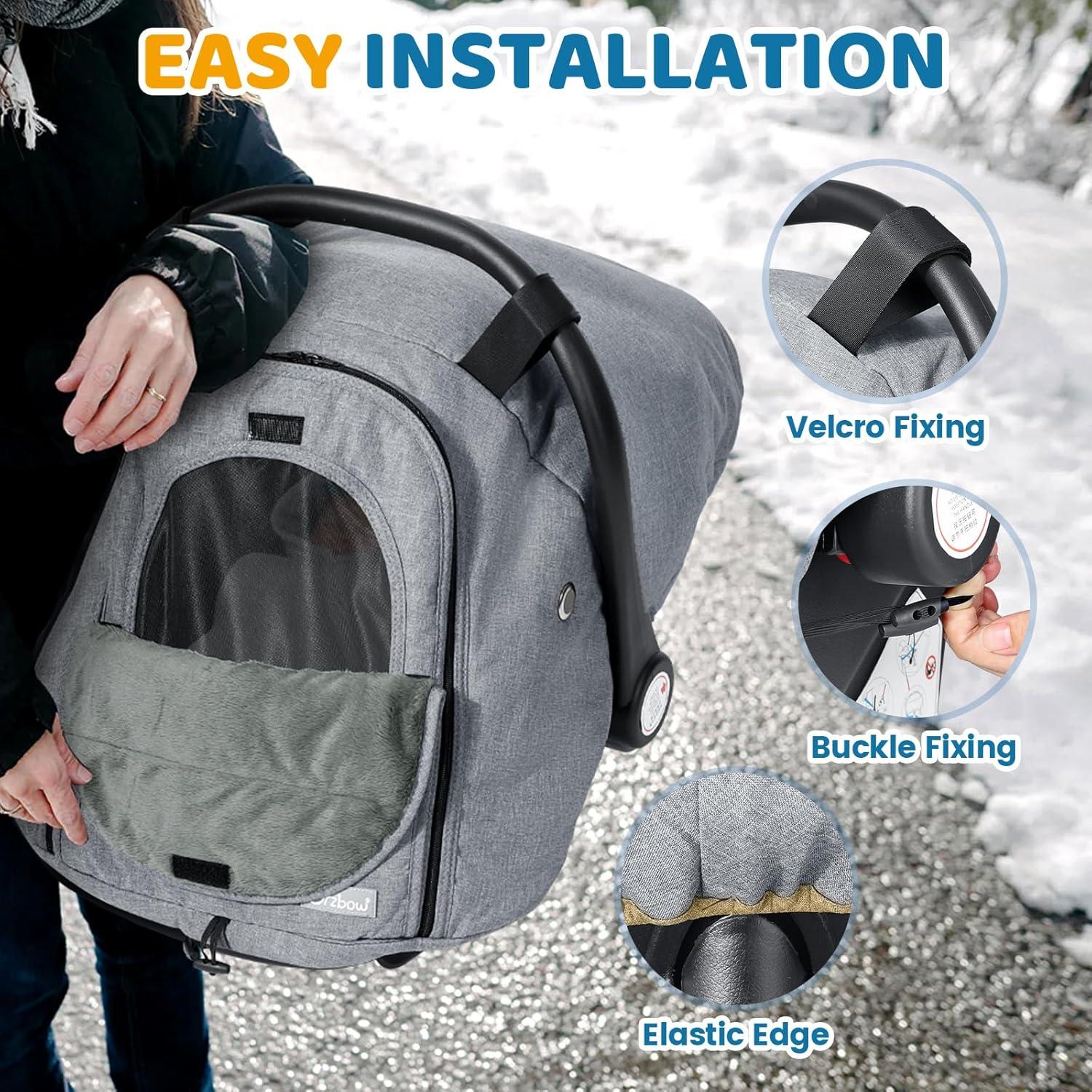 Cubierta de Asiento de Auto Invierno Orzbow para Bebé Gris Claro