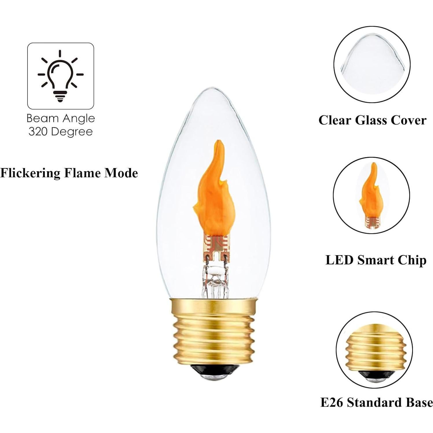 Bombilla LED E26 Llama Parpadeante Sunaiony 4 Unidades