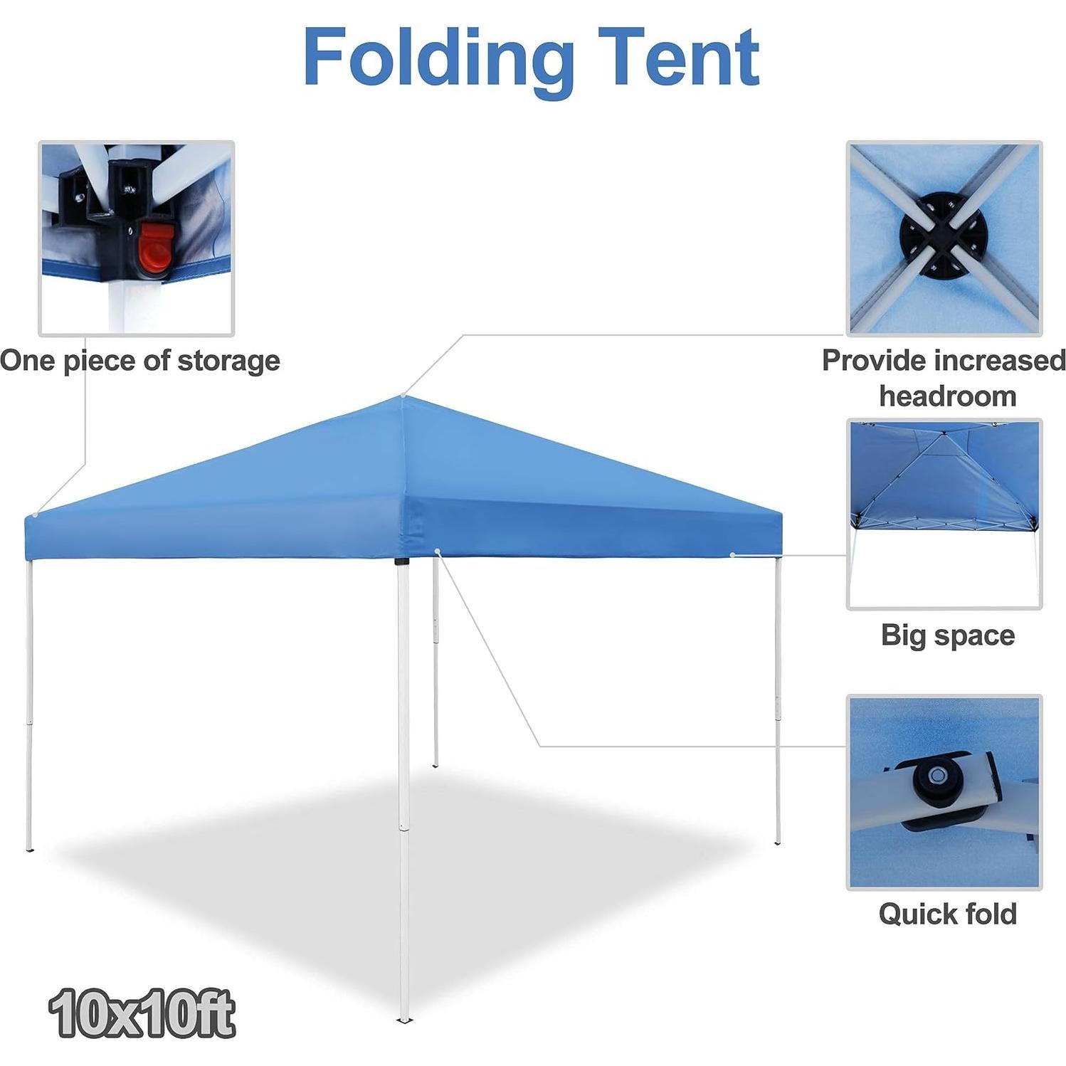 Carpa Plegable JupiterForce 3x3m Ajustable Impermeable Azul