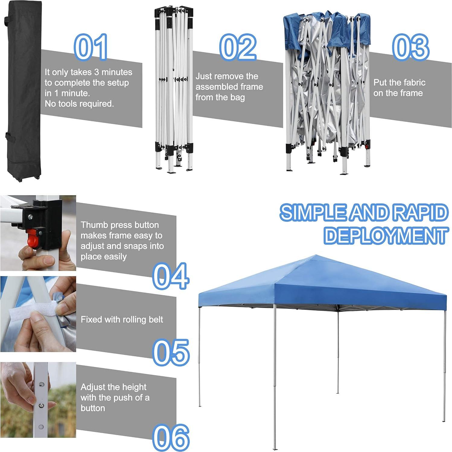 Carpa Plegable JupiterForce 3x3m Ajustable Impermeable Azul