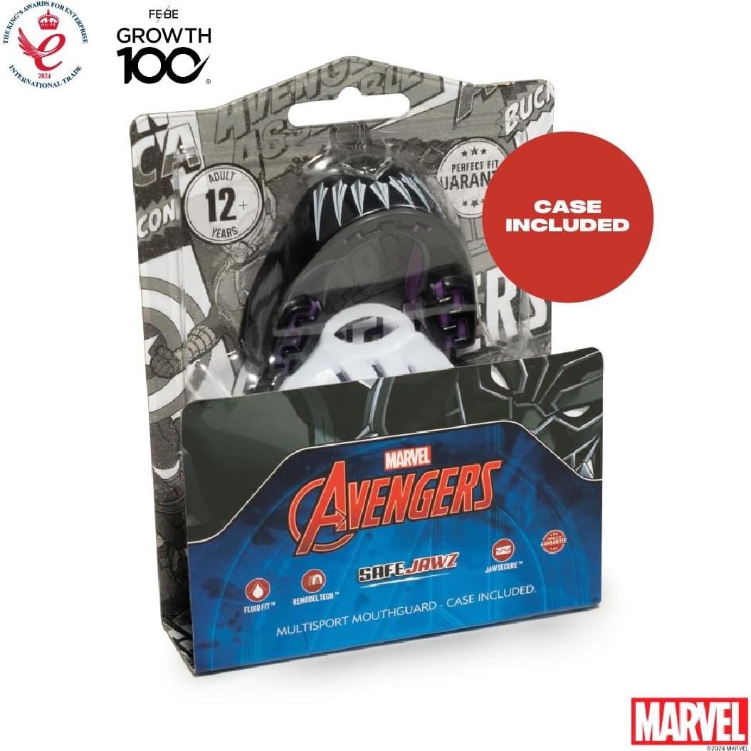 Protector Bucal Deportivo Safejawz Black Panther Junior Doble Capa