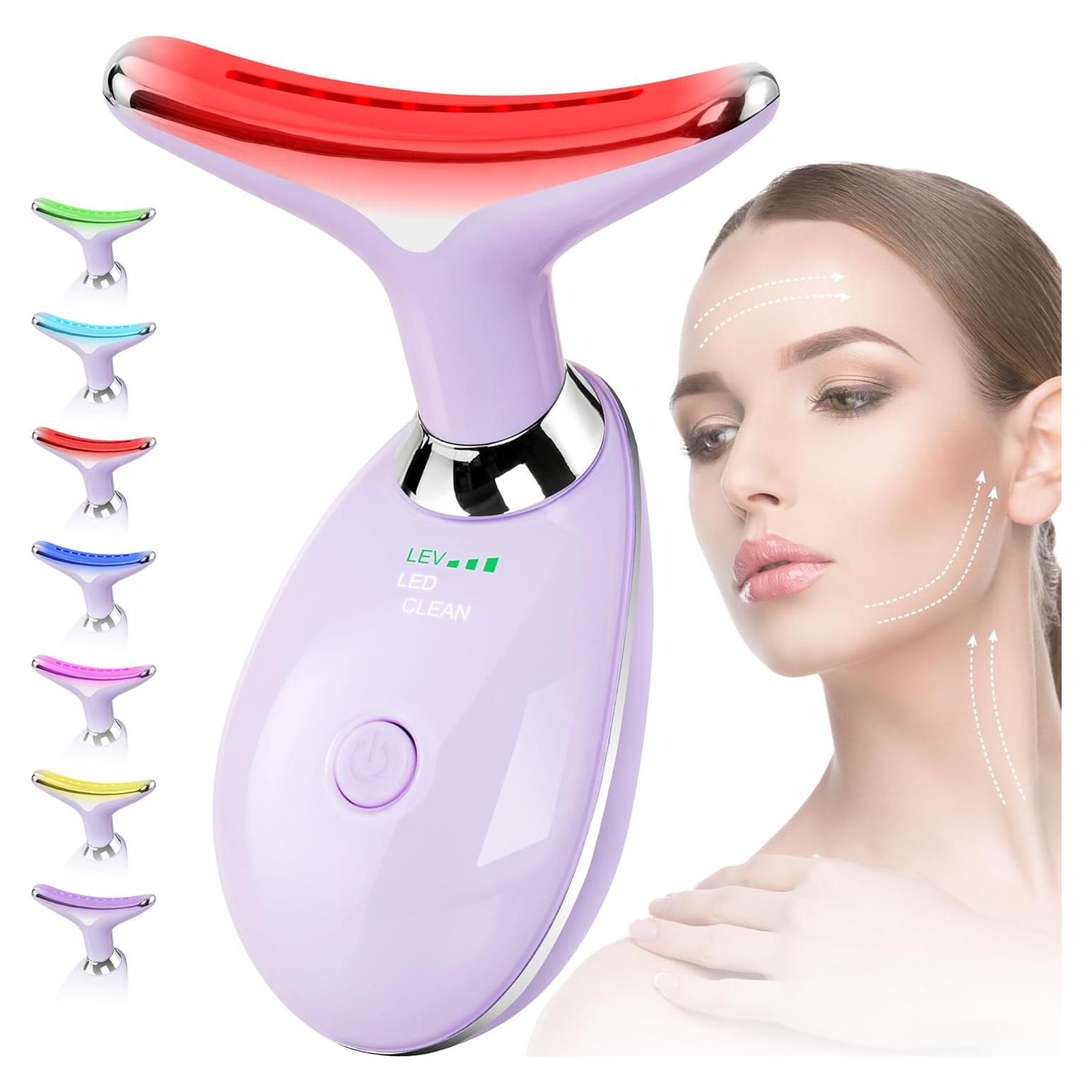 Masajeador Facial Doset Terapia Luz Roja 7 Colores Púrpura