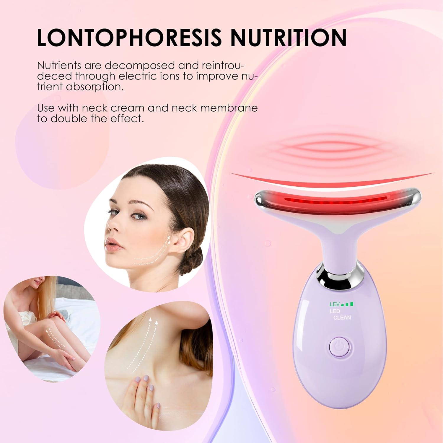 Masajeador Facial Doset Terapia Luz Roja 7 Colores Púrpura