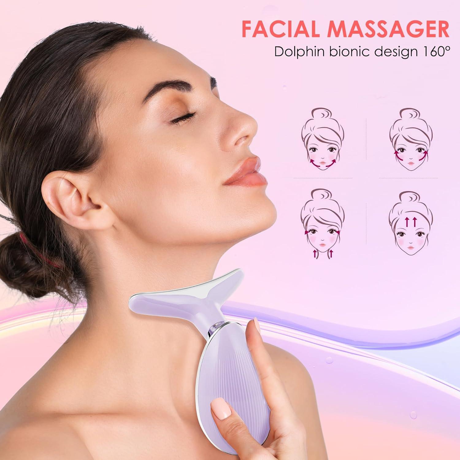 Masajeador Facial Doset Terapia Luz Roja 7 Colores Púrpura