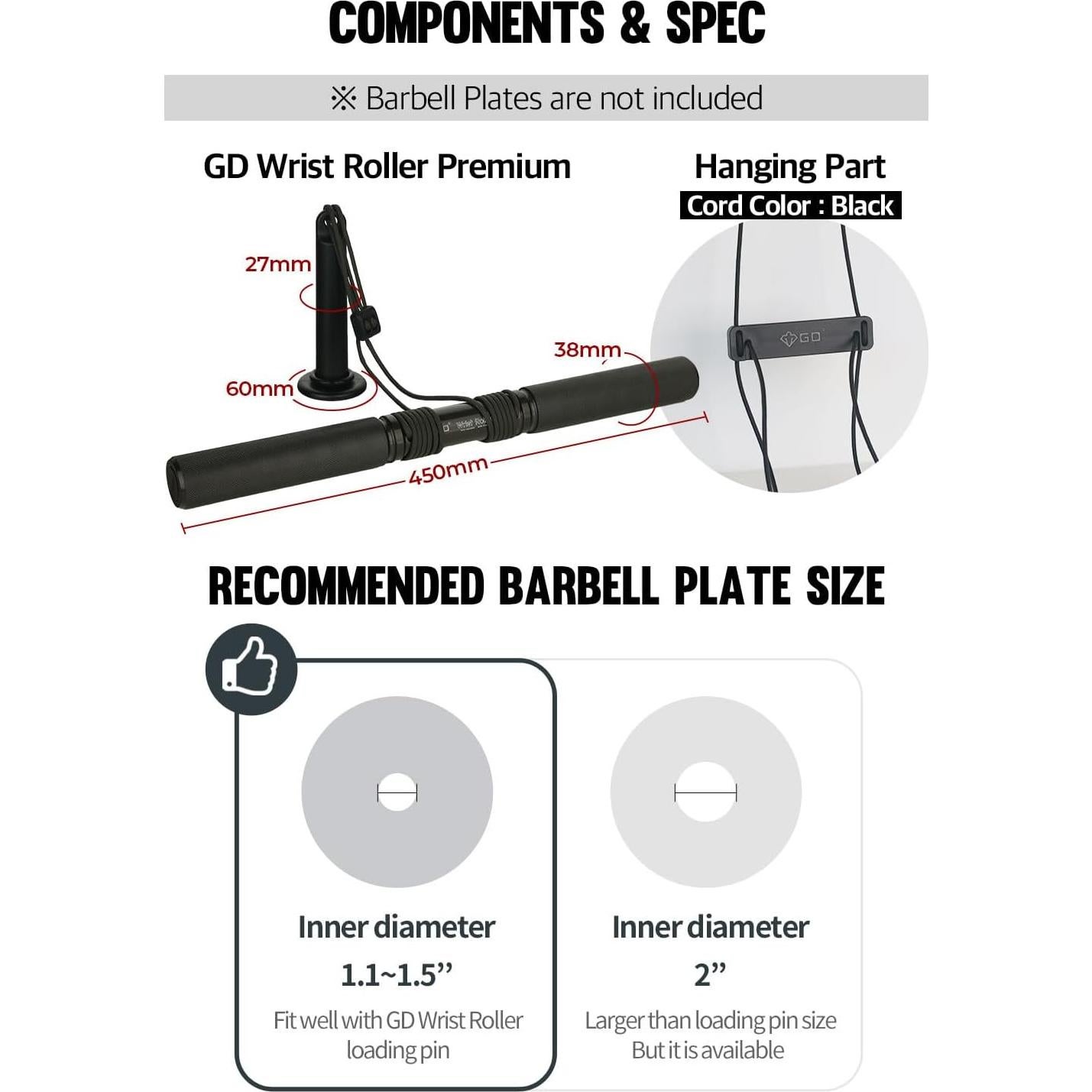 Rodillo de Muñeca Colgante GD para Antebrazo - 450kg