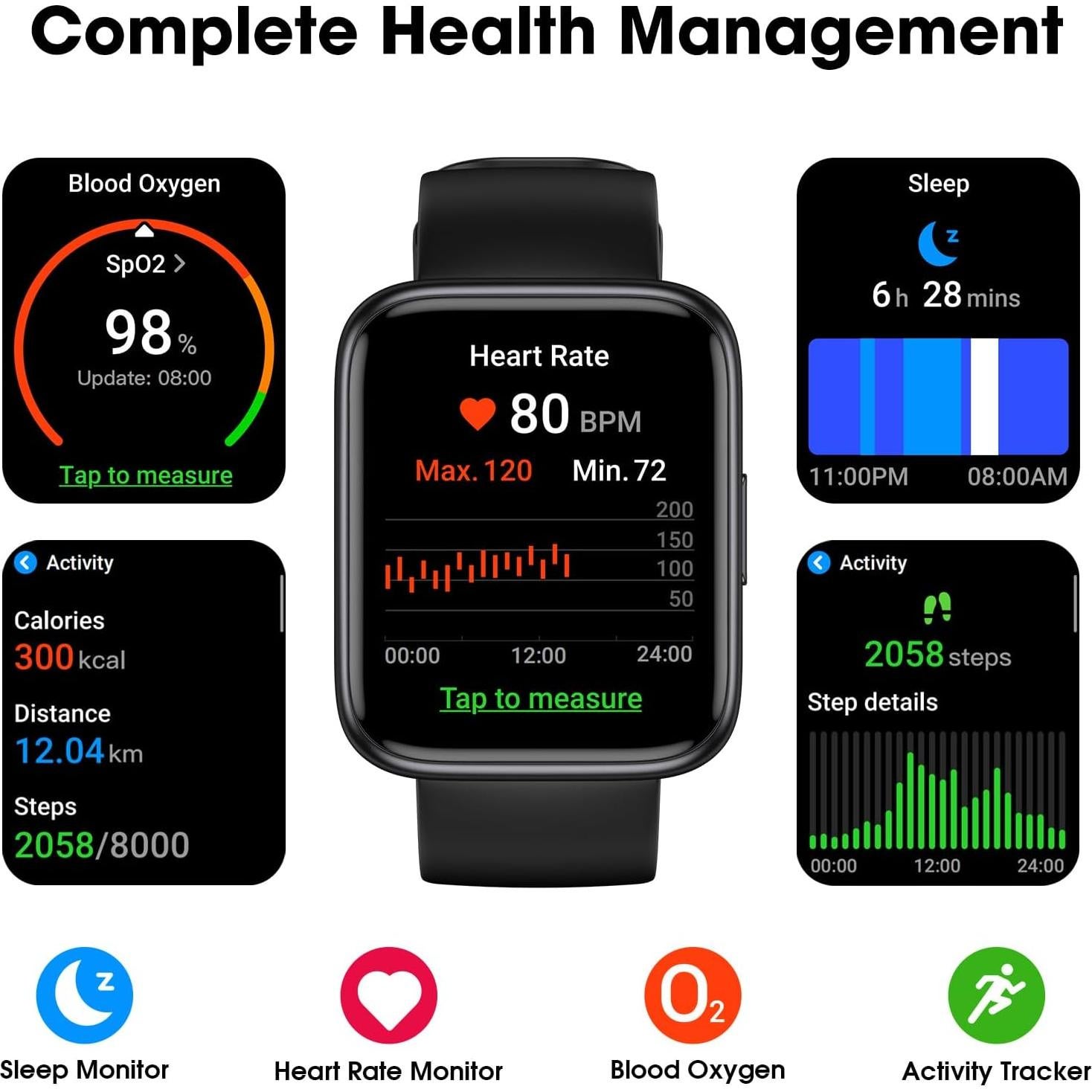 Reloj Inteligente EURANS Negro 1.8" Pantalla HD Sin App