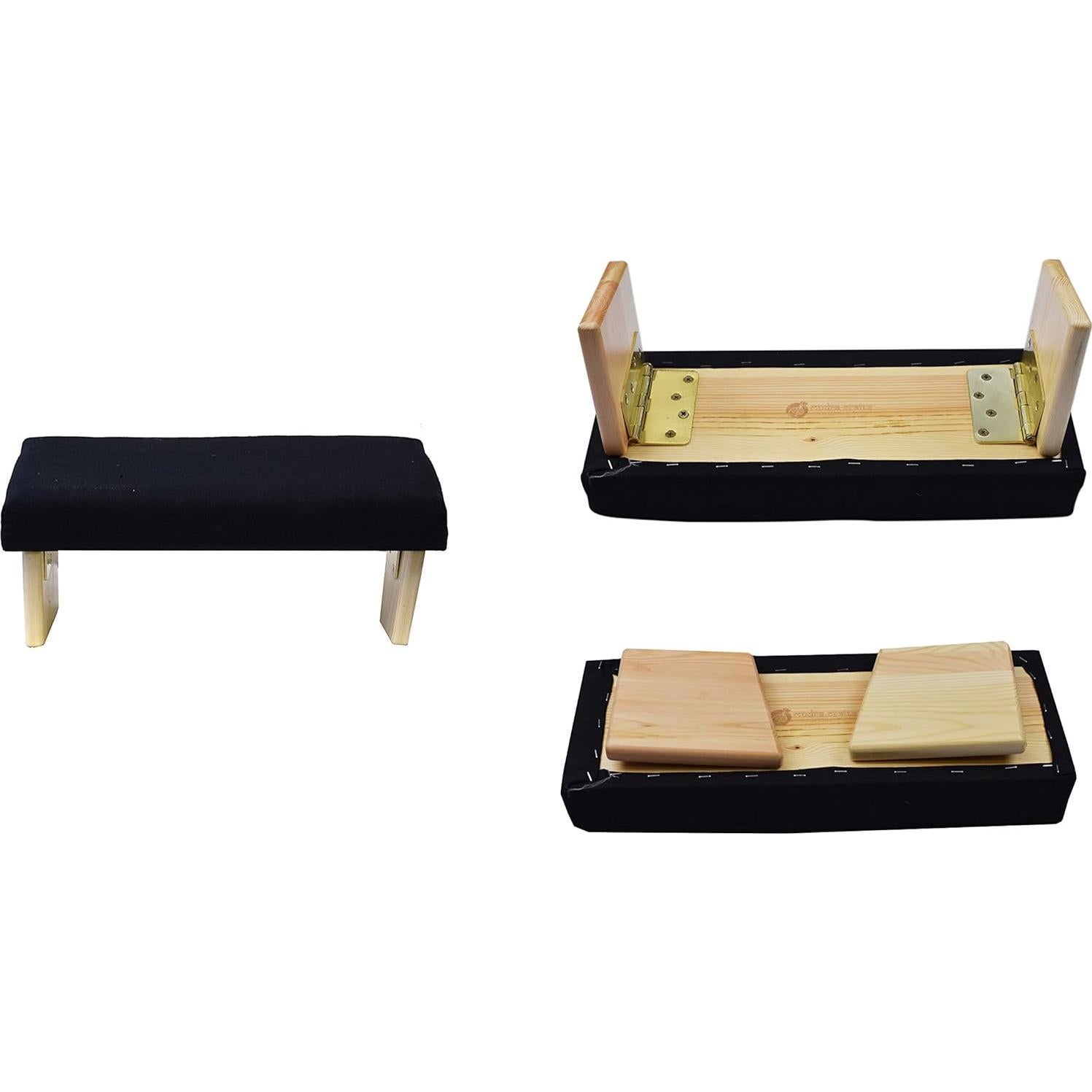 Banco de Meditación Plegable Mudra Crafts con Cojín Negro