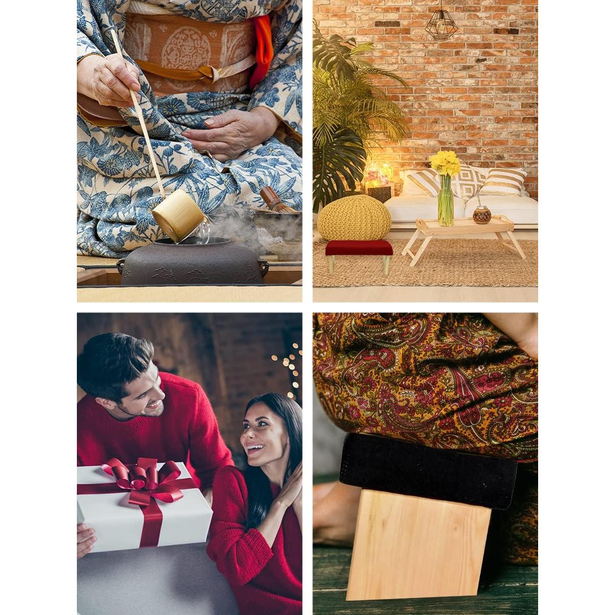 Banco de Meditación Plegable Mudra Crafts con Cojín Negro