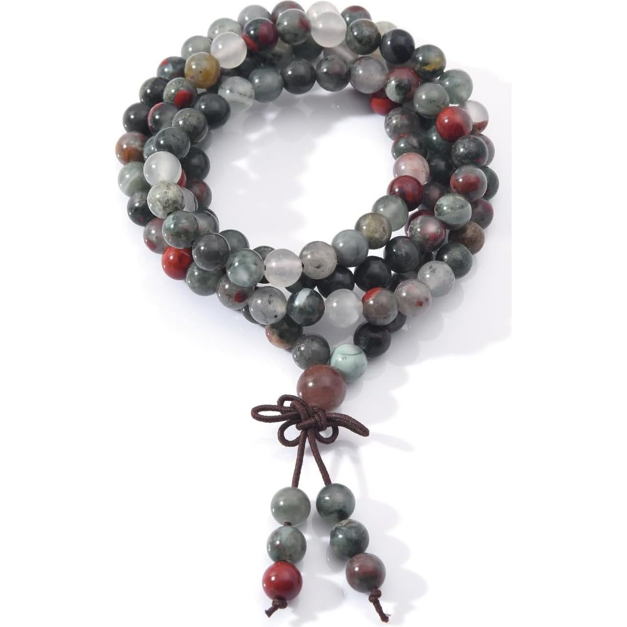 Pulsera de Oración Mala 108 Cuentas 6mm THEDAYEE Piedra de Sangre Africana