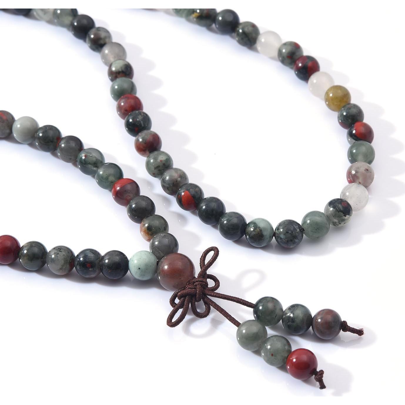 Pulsera de Oración Mala 108 Cuentas 6mm THEDAYEE Piedra de Sangre Africana