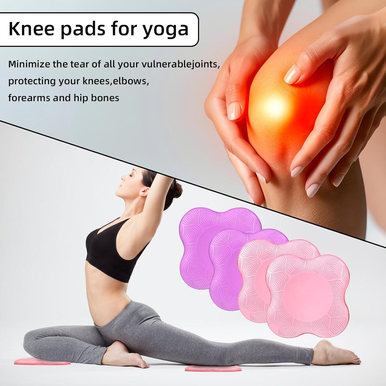 4PCS yoga knee pads, yoga wrist pads, yoga anti slip pads, Pilates support pads, designed to protect the balance of male and female knees, elbows, and wrists during exercise