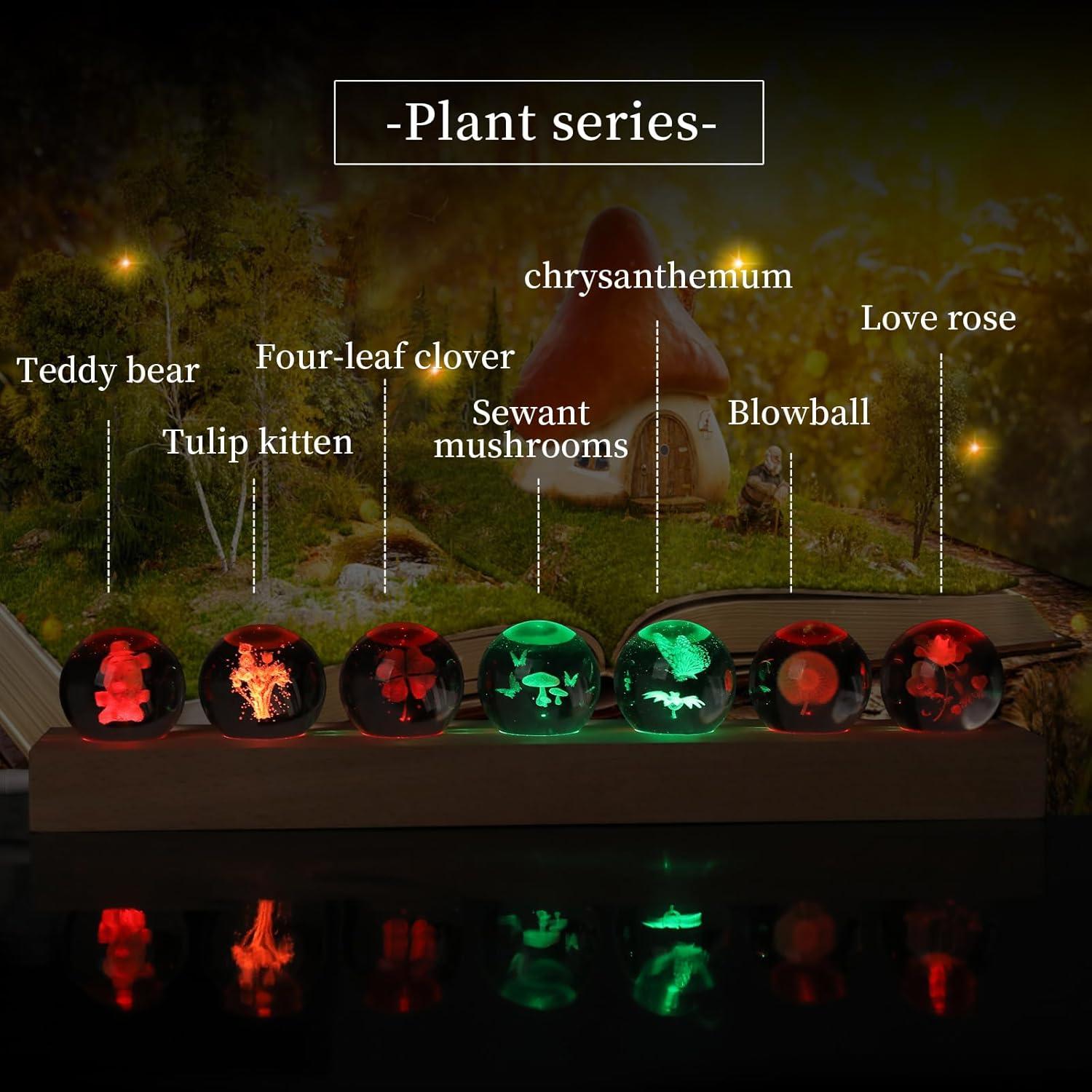 Lámpara de Noche LED Dokscdlo Floral 3D con Base de Madera