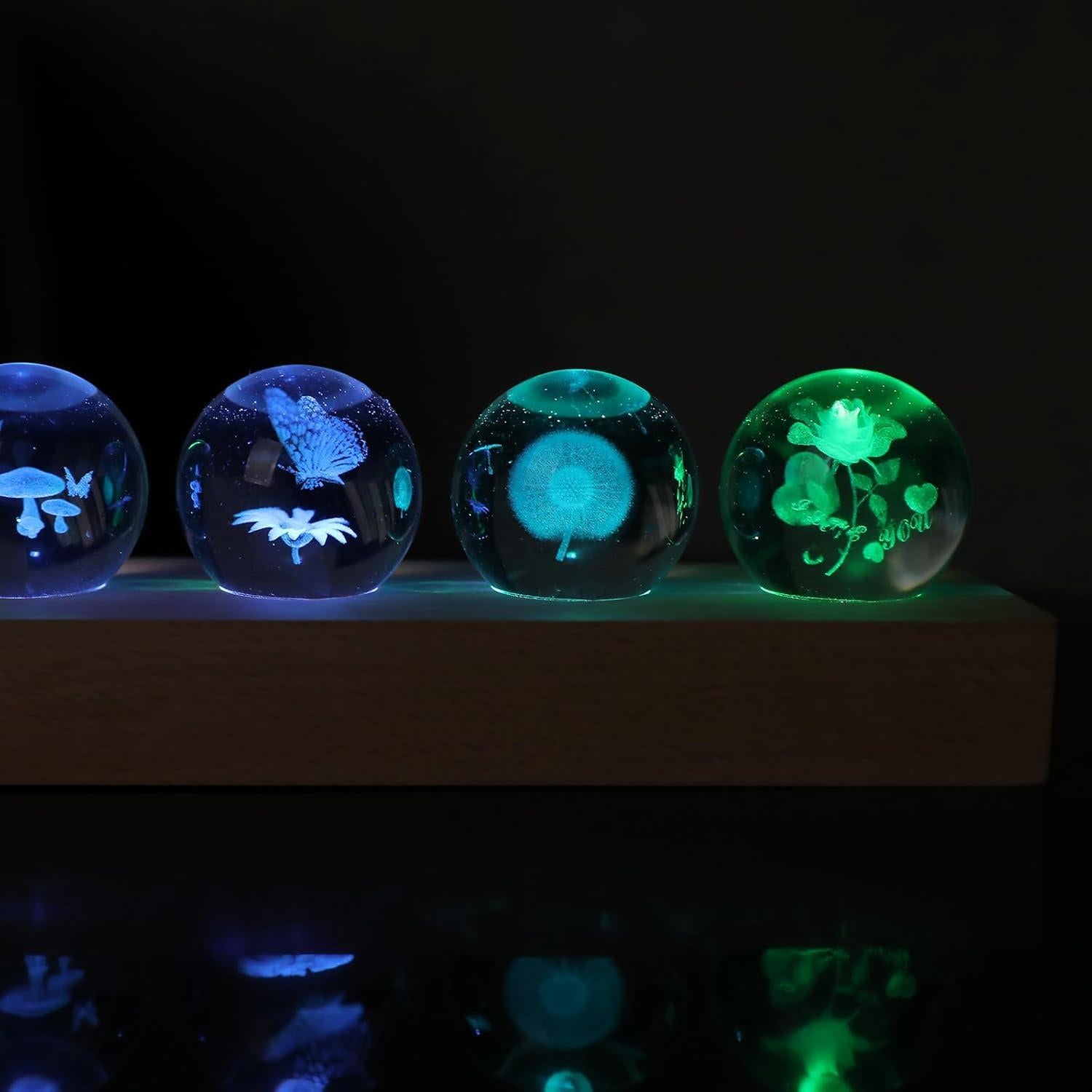 Lámpara de Noche LED Dokscdlo Floral 3D con Base de Madera