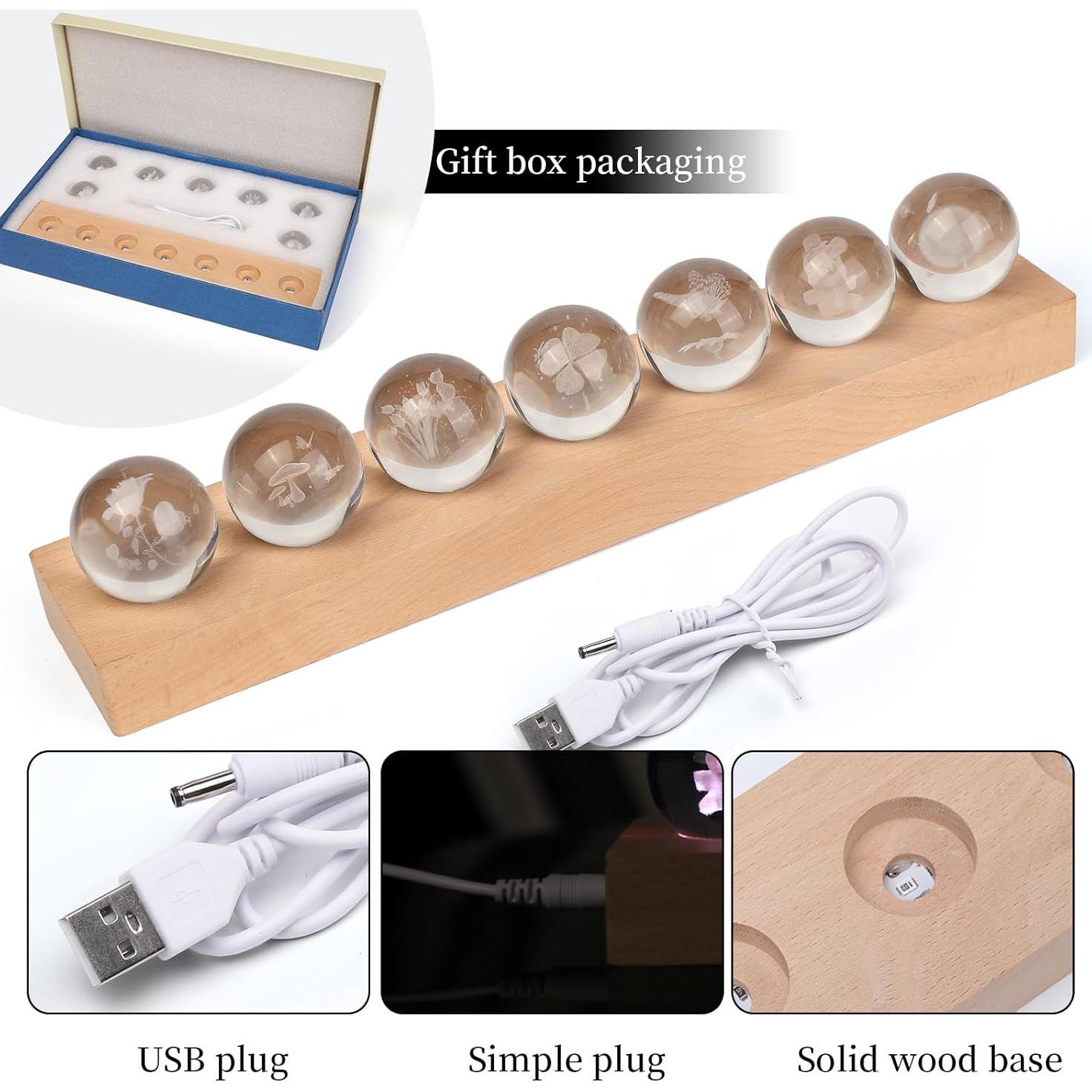 Lámpara de Noche LED Dokscdlo Floral 3D con Base de Madera