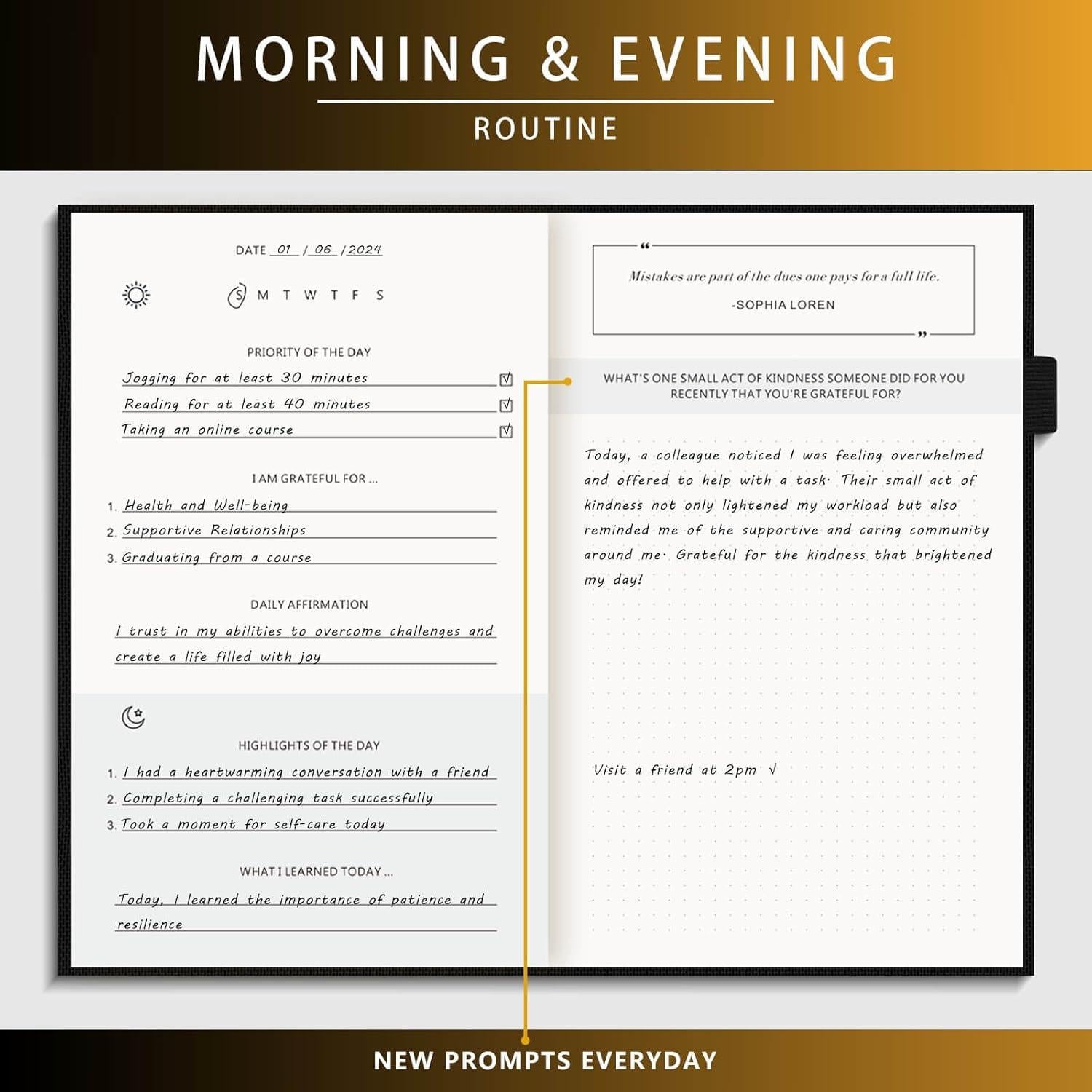 Diario de Autodisciplina DRAPHY - Gratitud y Productividad Negro