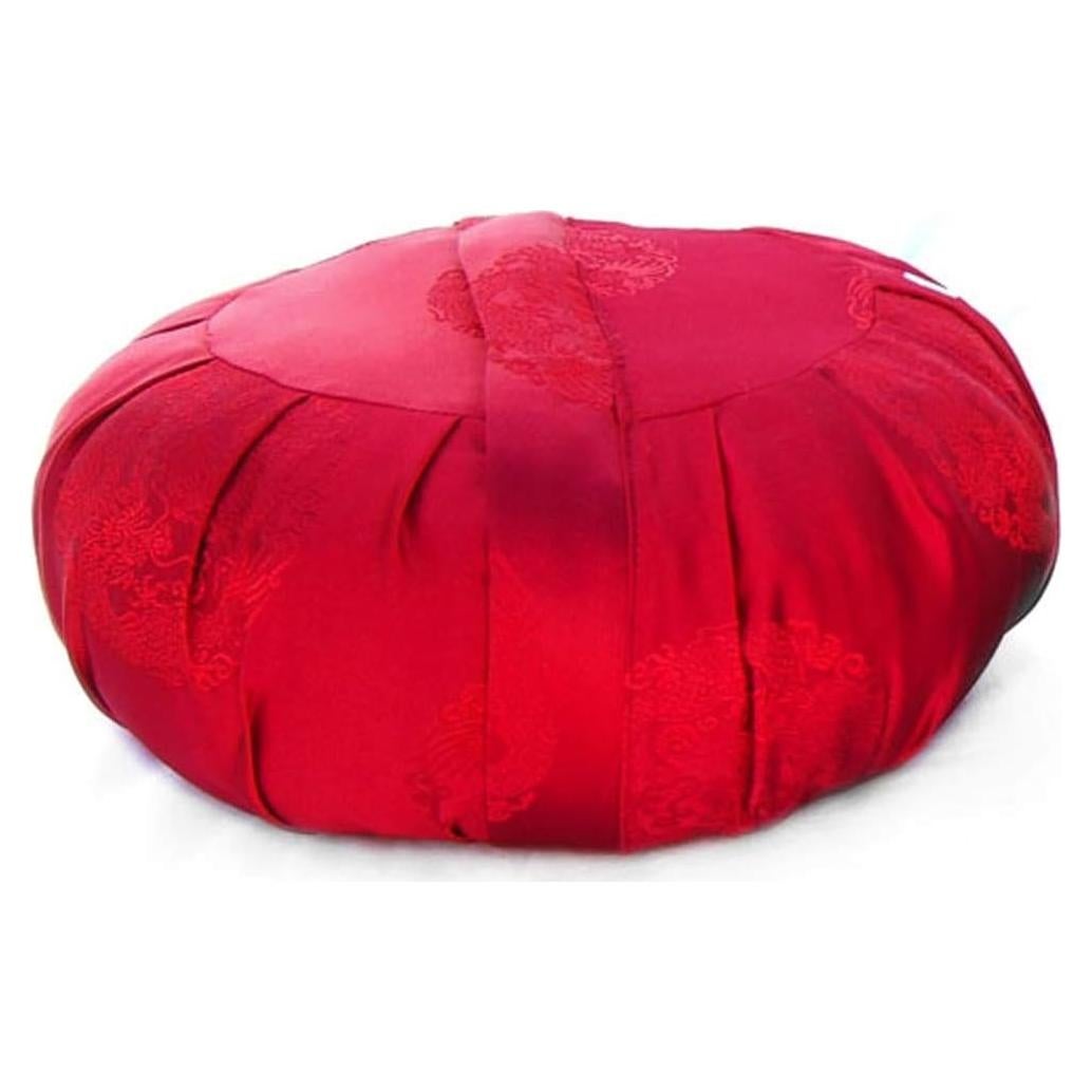 Cojín de Meditación Zafu Taraluna Rojo con Funda de Seda