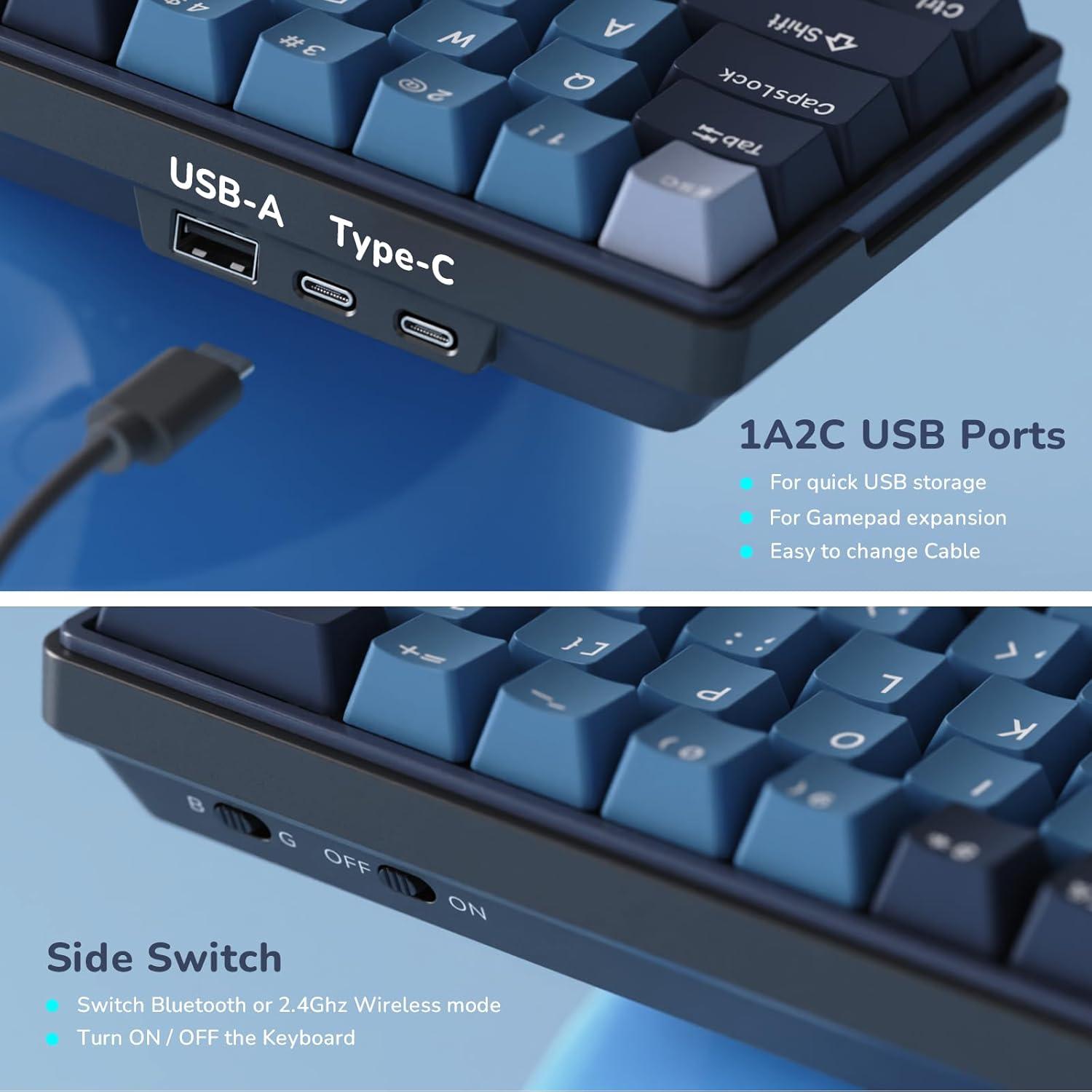 Teclado Mecánico RK ROYAL KLUDGE RK61 Plus Inalámbrico RGB