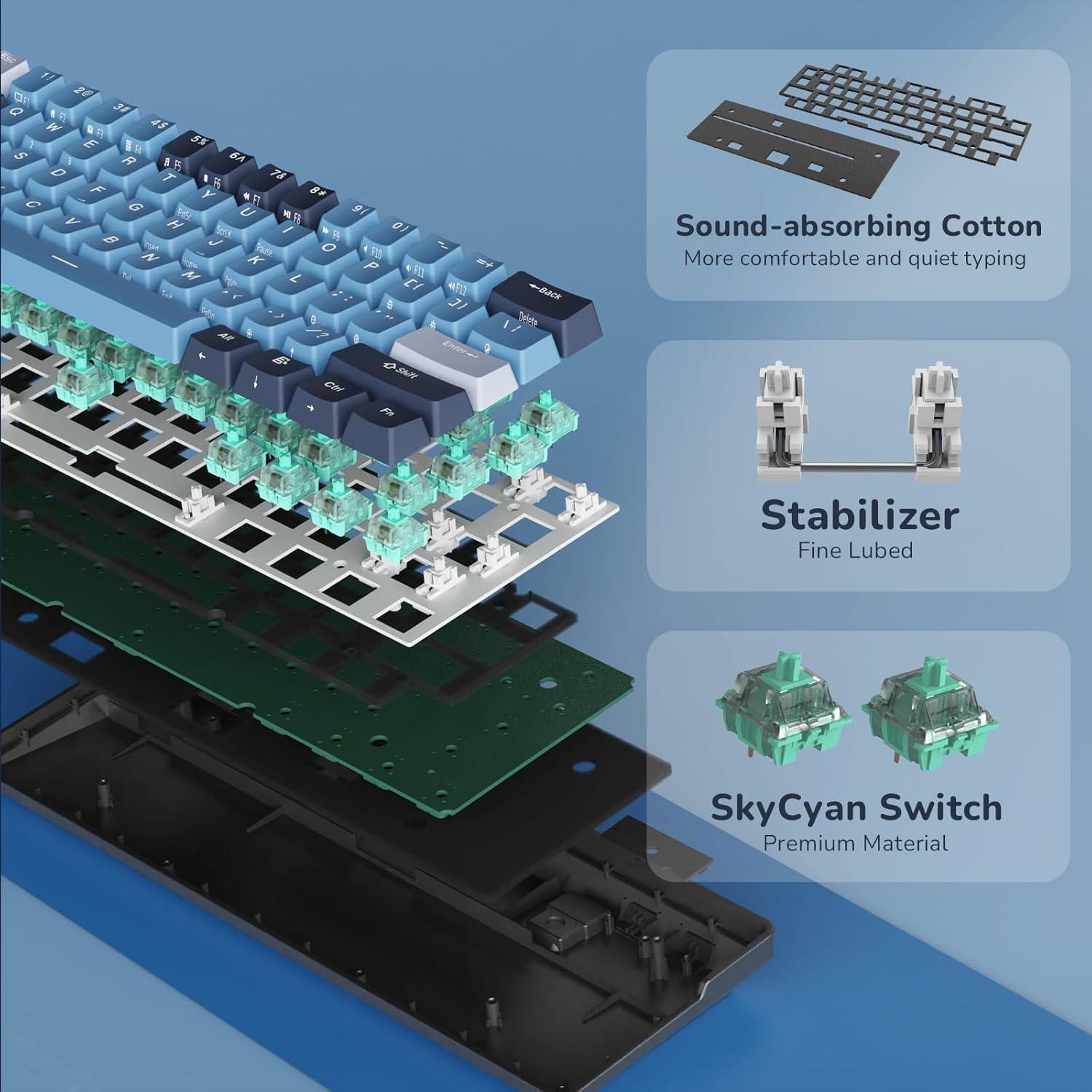 Teclado Mecánico RK ROYAL KLUDGE RK61 Plus Inalámbrico RGB