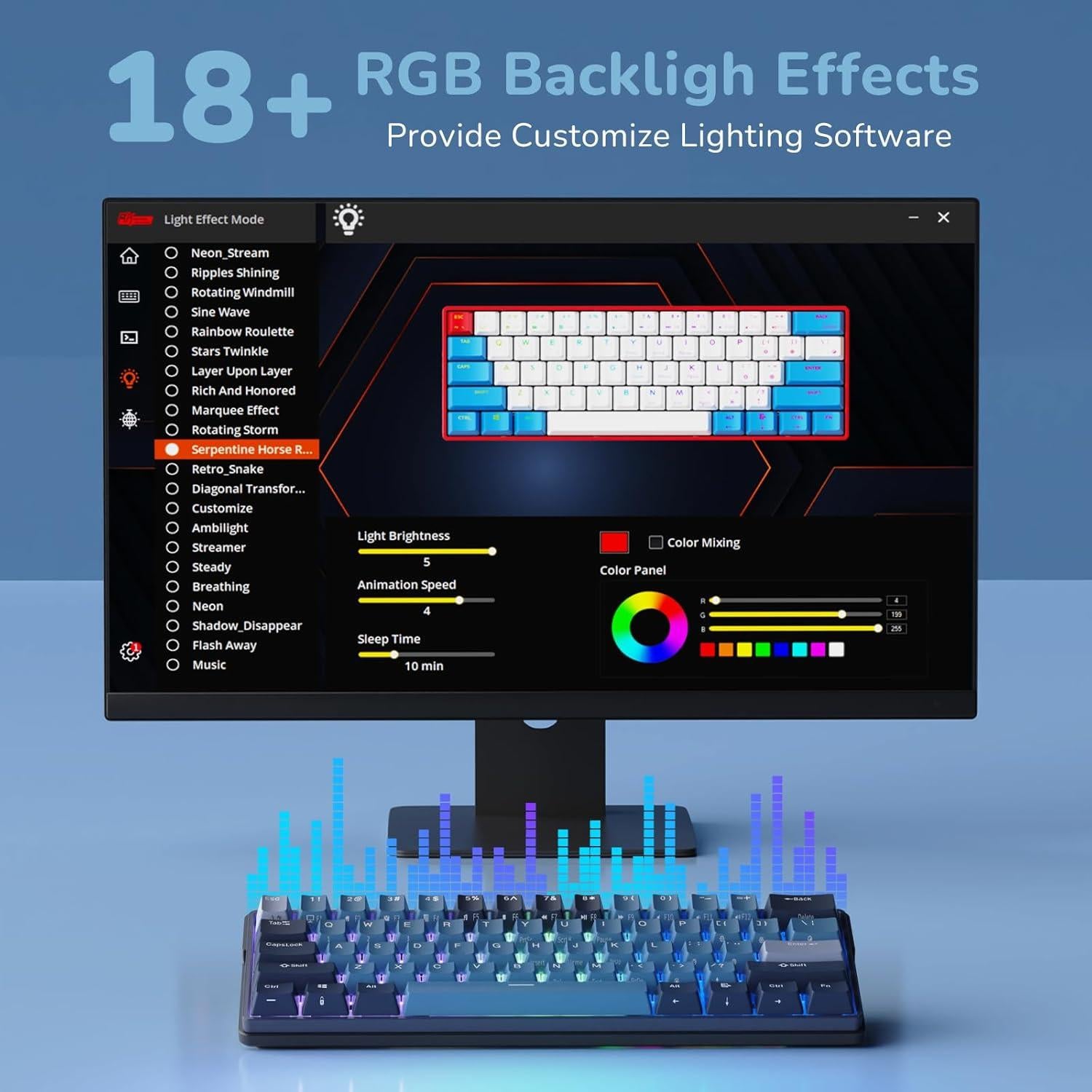 Teclado Mecánico RK ROYAL KLUDGE RK61 Plus Inalámbrico RGB