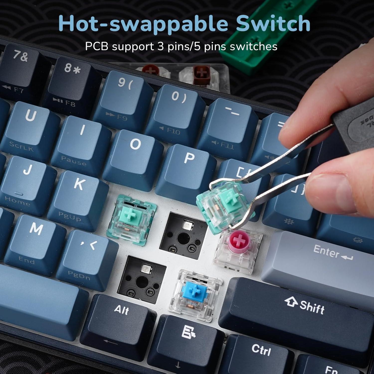 Teclado Mecánico RK ROYAL KLUDGE RK61 Plus Inalámbrico RGB