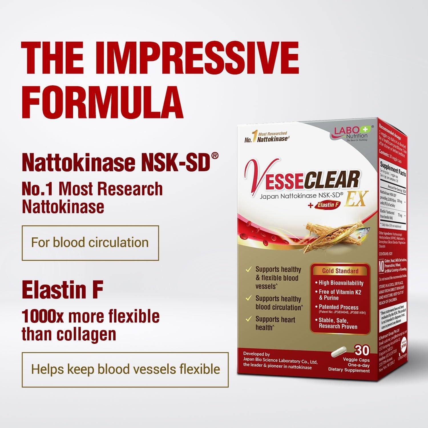 LABO Nutrition VesseCLEAR EX Nattokinase 30 Cápsulas 2000 FU